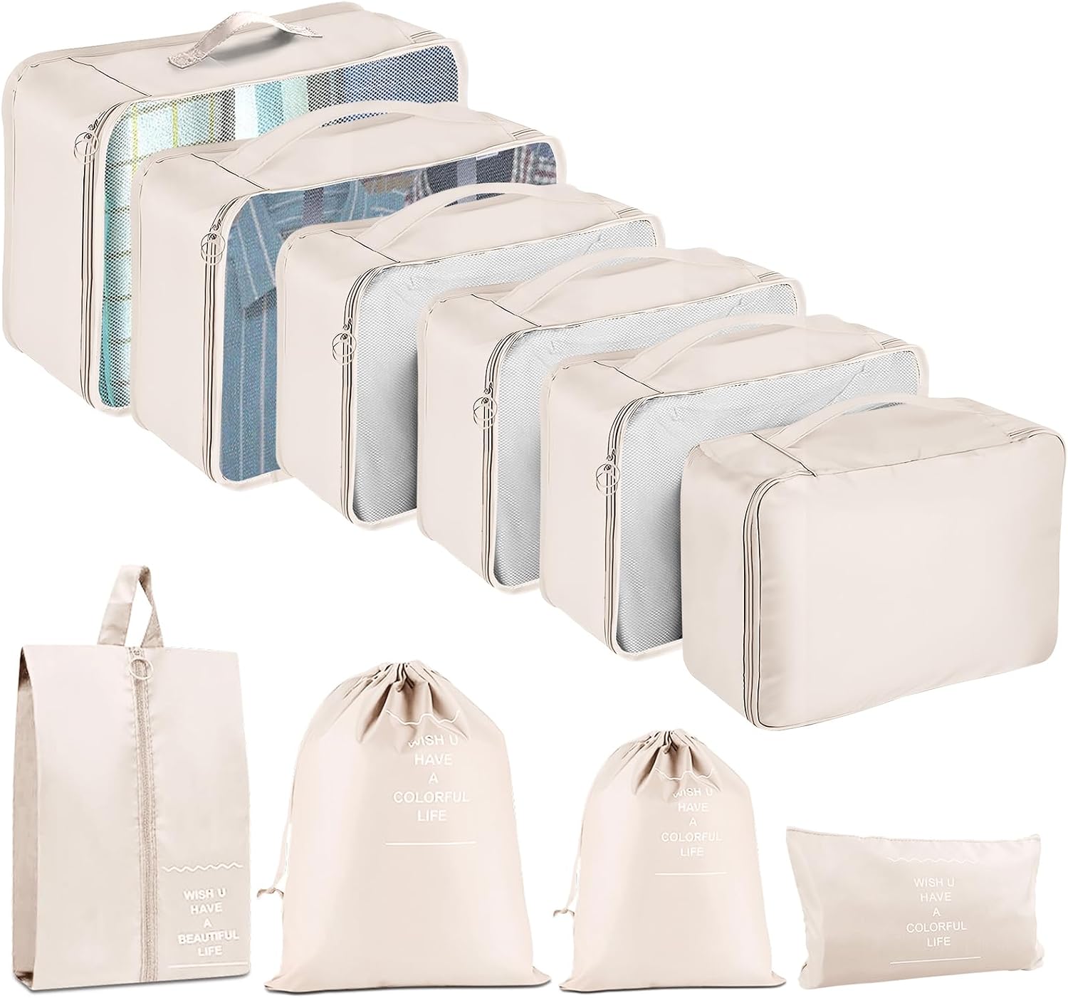 Detalle de Koffer Organizer Set, 10 Stück Packing Cubes for Suitcase Travel Accessories Kofferorganizer Set Kleidertaschen Packwürfel Kosmetik Travel Organizer Packtaschen für Koffer (Beige)
Koffer Organizer Set, 10 Stück Packing Cubes for S…