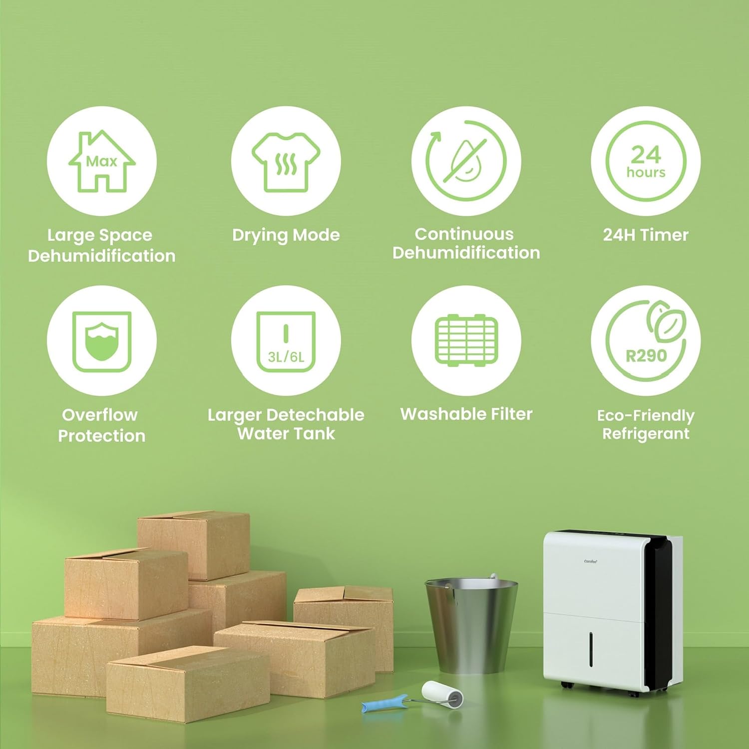 Detalle de Comfee Luftentfeuchter MDDP-30DEN7 (30 l/24 h) für bis ca. 180 m³ – Smart-Dehumidifier mit 3-l-Wassertank
