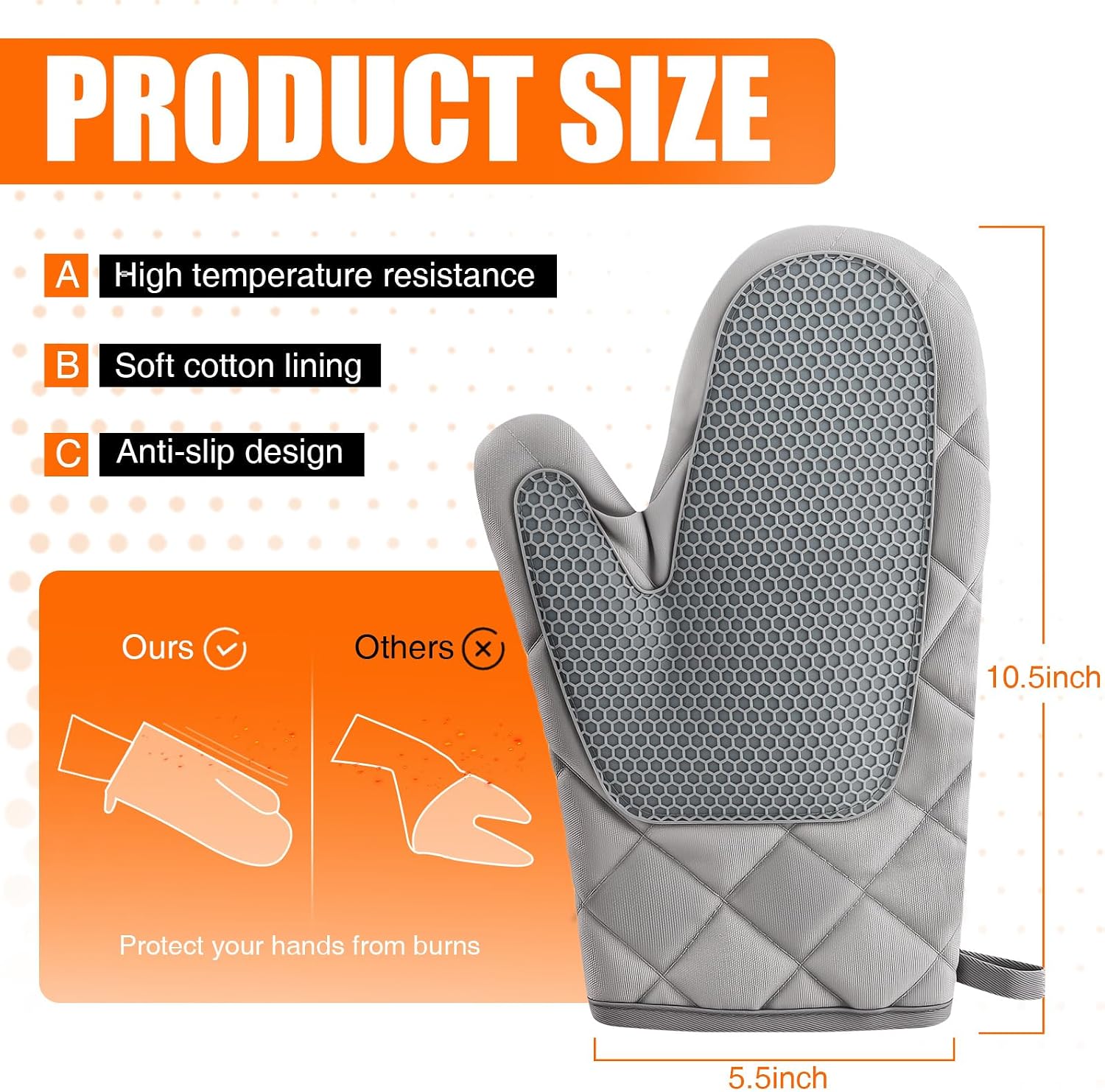 Detalle 2 de Silicone Oven Mitts, 10.5-Inch