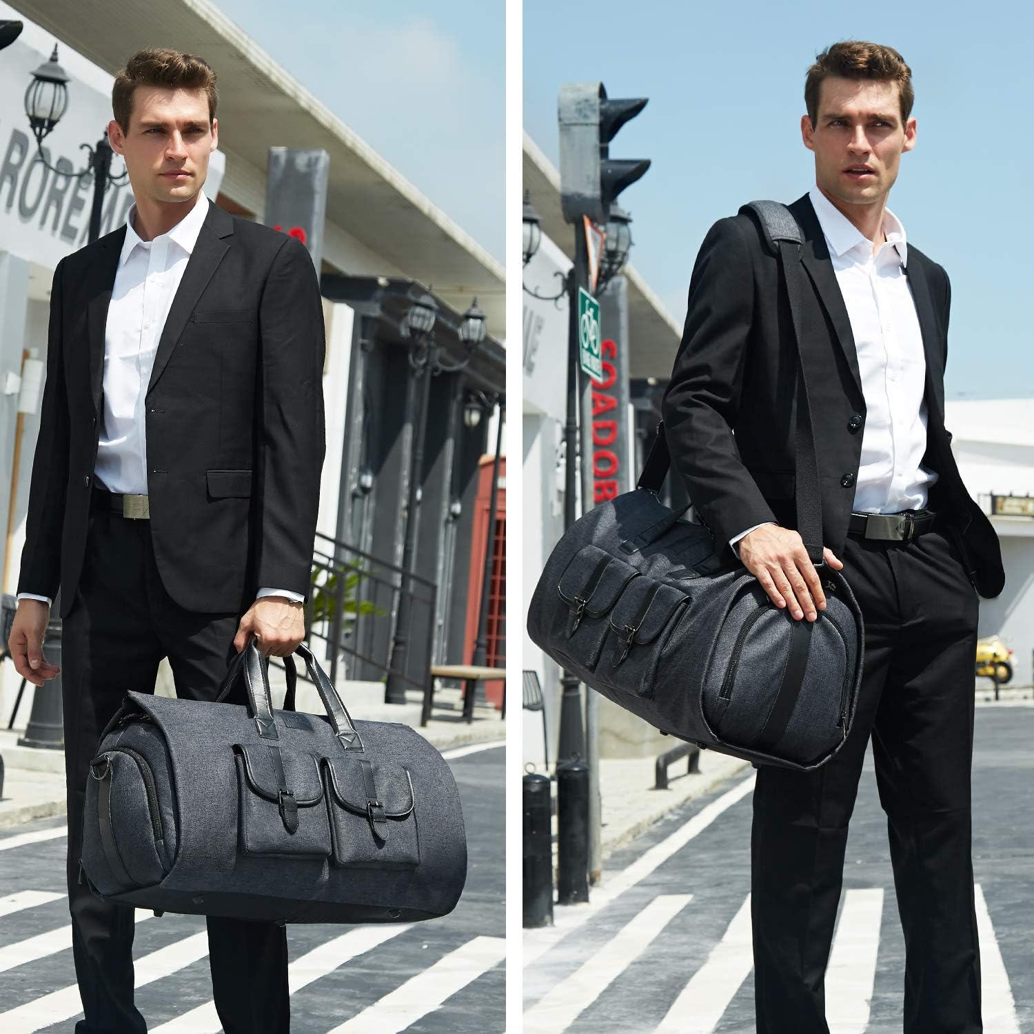 Detalle de UNIQUEBELLA Travel Suit Carrier Garment Duffel Bag: Large 45L with Shoe Compartment (Dark Grey)