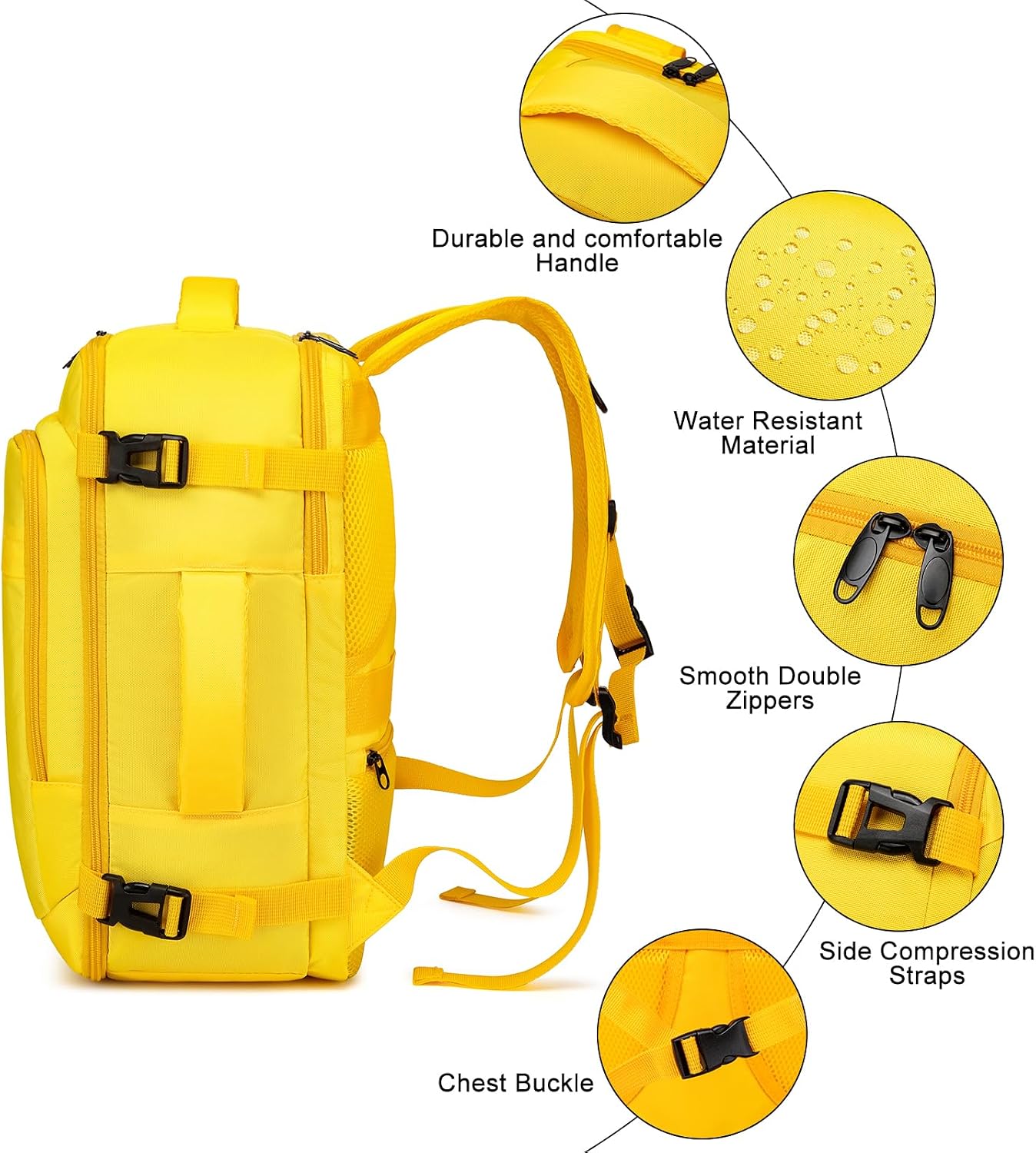 Thumbnail 4 de ENZOSUM 40 x 20 x 25 cm Cabin Backpack, 20L, Yellow