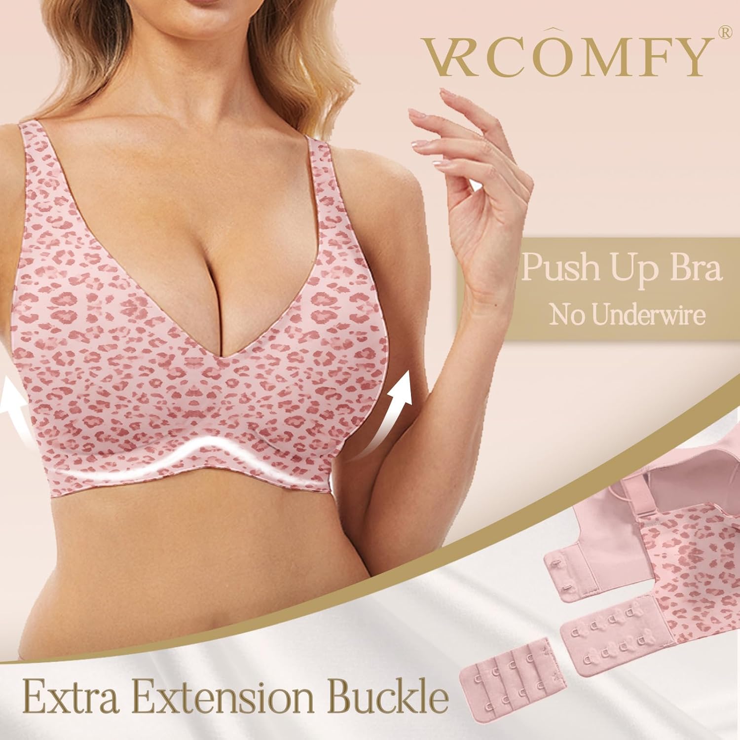 Thumbnail 1 de VRCOMFY Jelly Wireless Deep V Push Up Seamless T-Shirt Bra with Adjustable Straps