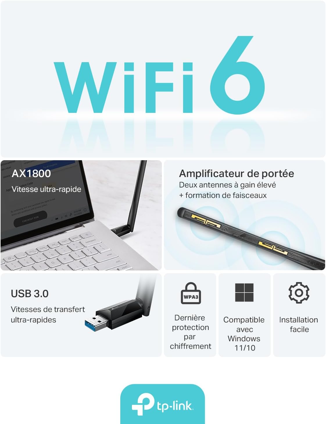 Detalle 1 de TP-Link Archer TX35U Plus Clé USB WiFi 6 AX1800
