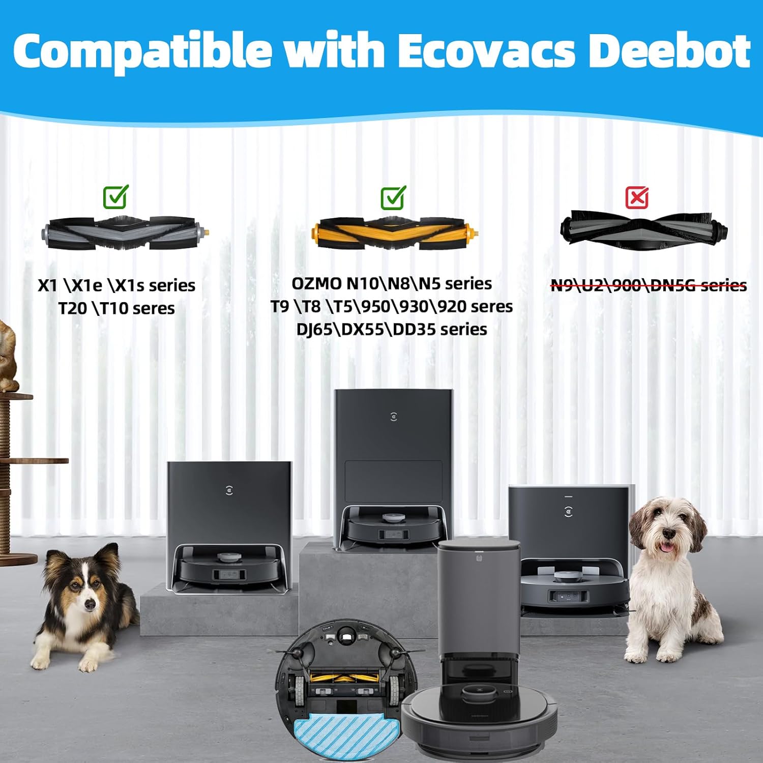 Thumbnail 1 de Ensemble brosse principale en caoutchouc et couvercle pour Ecovacs X1/X1e etc. – Yivy