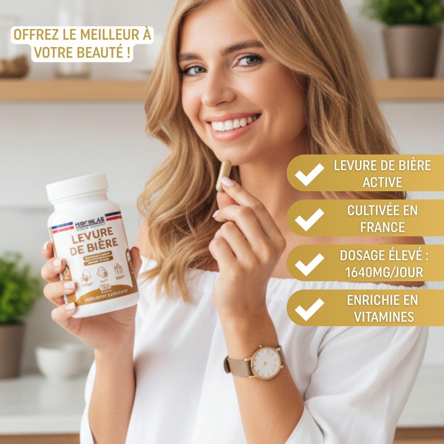 Thumbnail 2 de Levure de Bière Active Pousse Cheveux MironLab (1640 mg) – Complément alimentaire peaux & ongles, 120 gélules