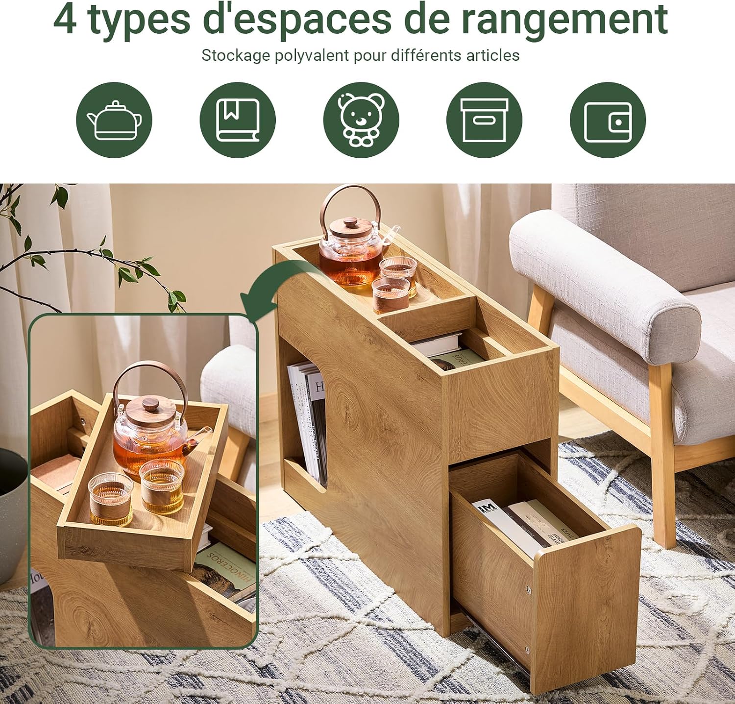 Thumbnail 4 de SoBuy FBT158-N table d'appoint slim 25 cm