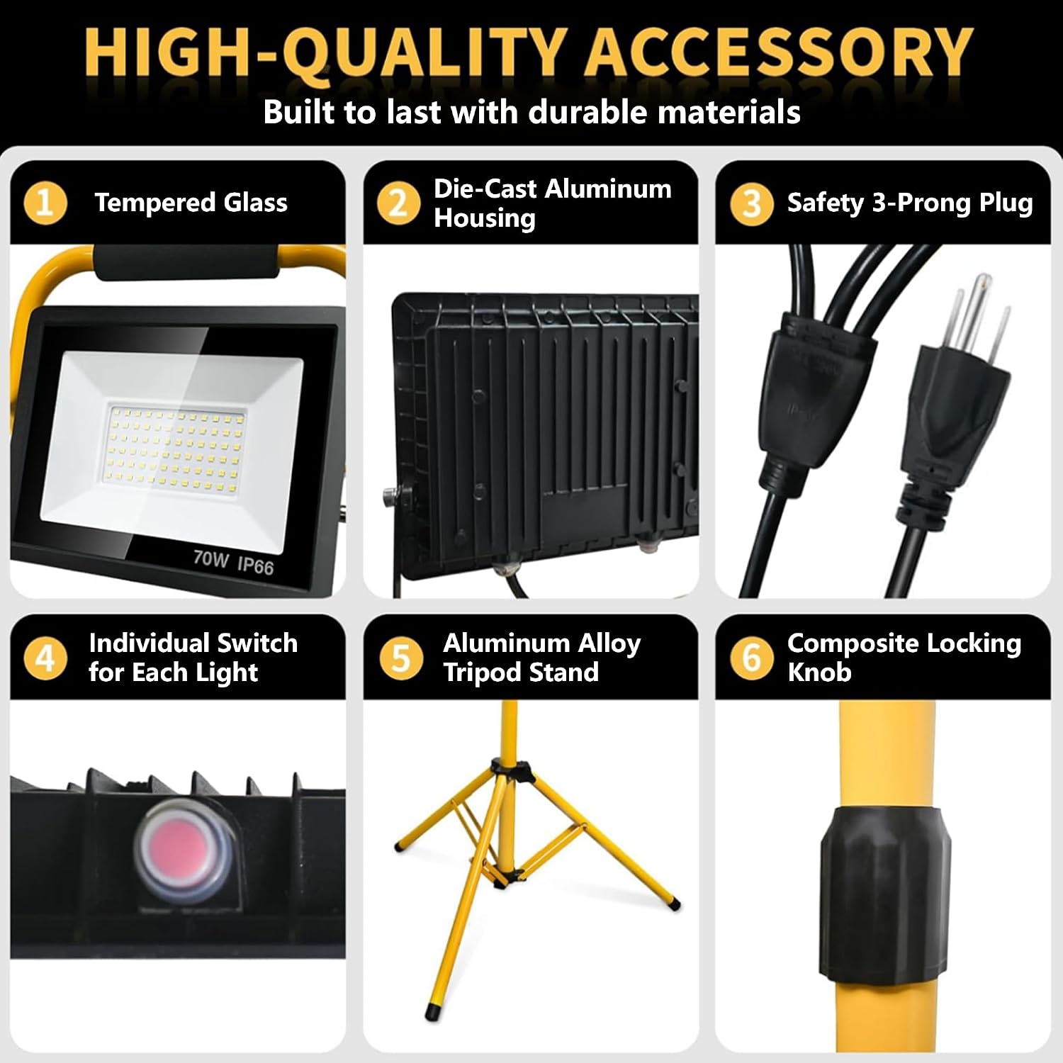 Detalle 1 de Jefedana Jefedana-Work Light 3-Head LED Work Light, 21,000 Lumens, IP66