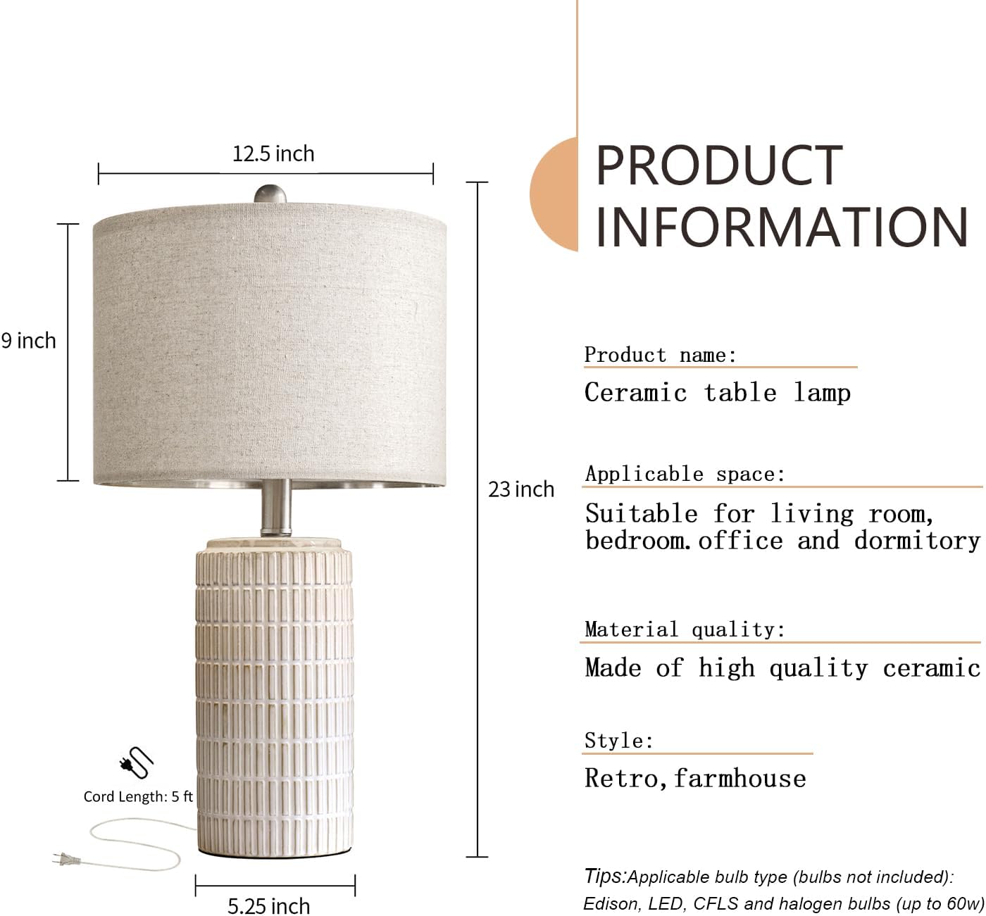 Thumbnail 6 de PoKat 23" Modern Ceramic Table Lamps 🛋