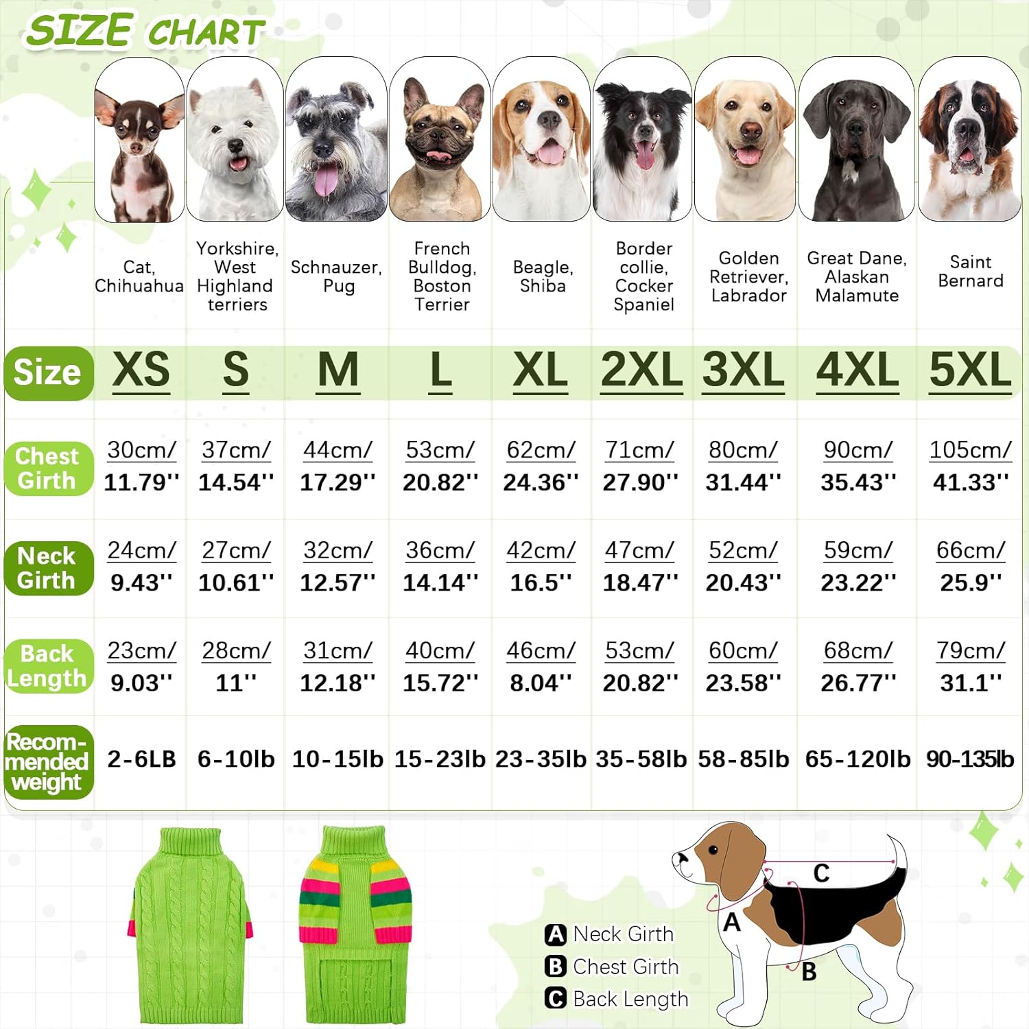 Detalle de OUOBOB Dog Jumper: Medium Winter Turtleneck Pullover for Dogs (Beagle, Frenchie, Boston Terrier)