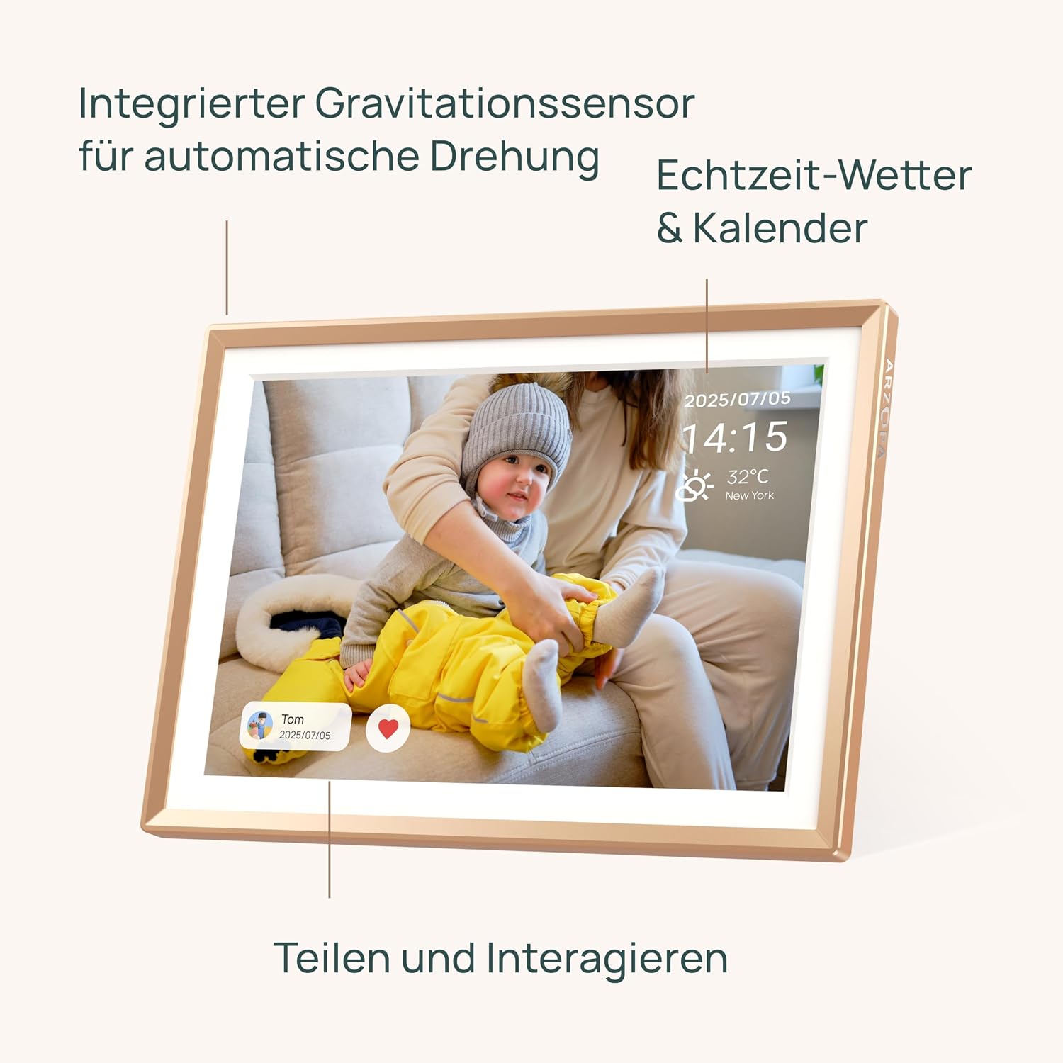 Thumbnail 6 de ARZOPA D14 14 Zoll Metall Digitaler Bilderrahmen mit Touchscreen & kostenlosem Cloud Storage