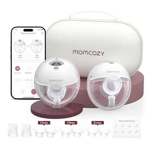 Detalle de Momcozy M5-Smart Tire Lait Électrique Main Libre avec App – Gris, 2 Pièces