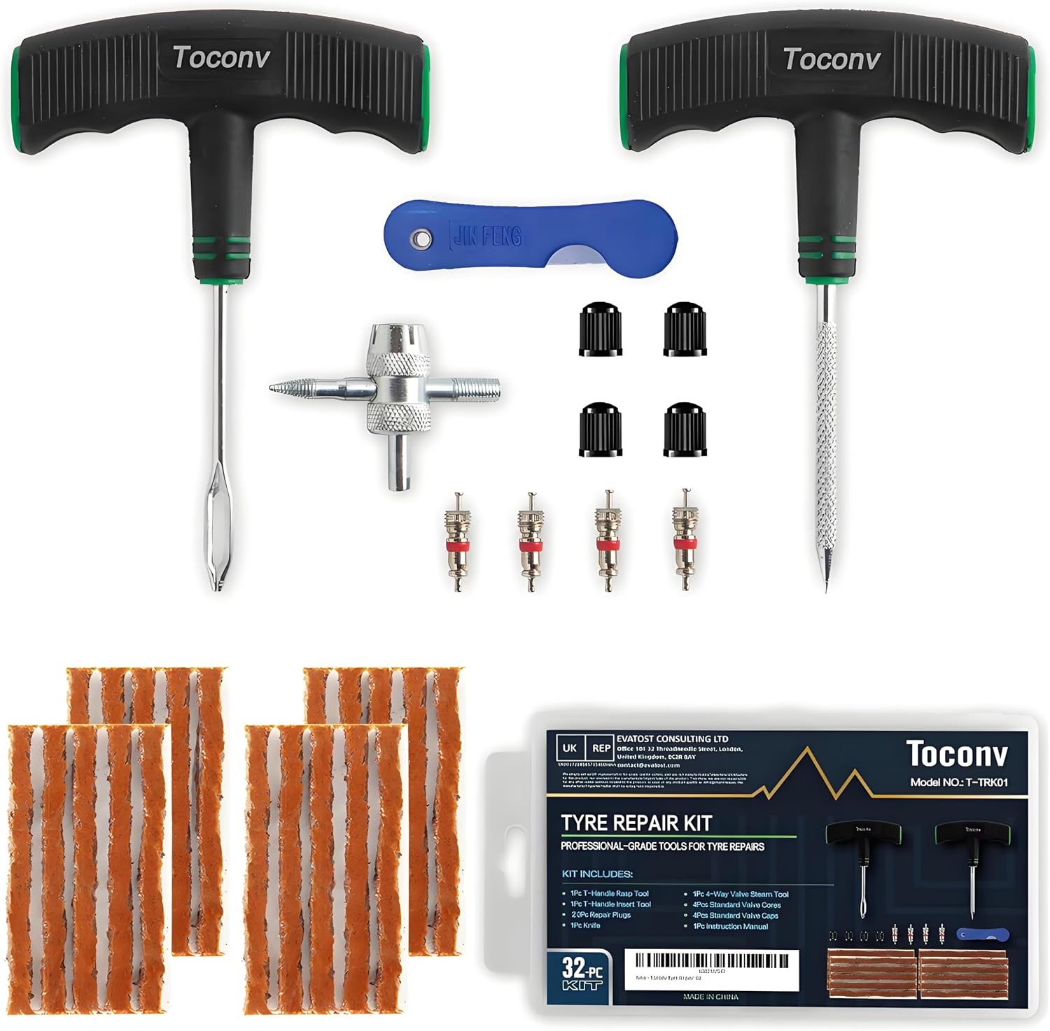 Toconv Tyre Repair Kit 32pcs compact tyre kit