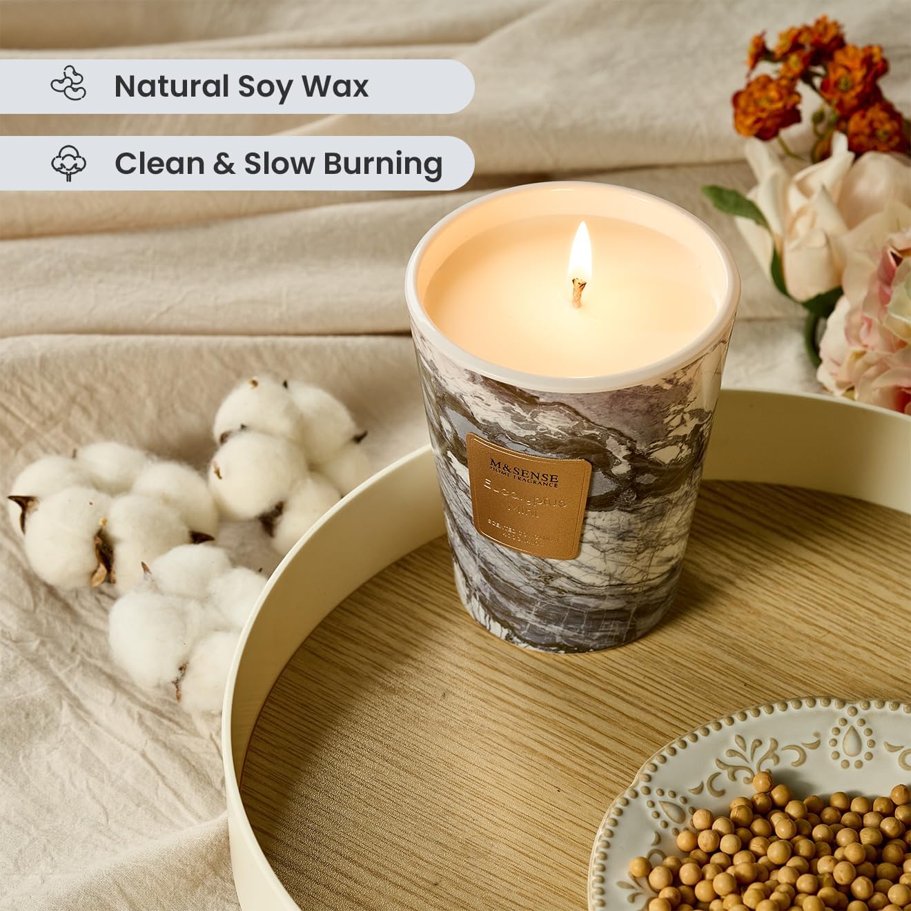 Detalle 2 de M&SENSE MSSHUS01202M geurkaars, sojawas, eucalyptus-munt, 400 g