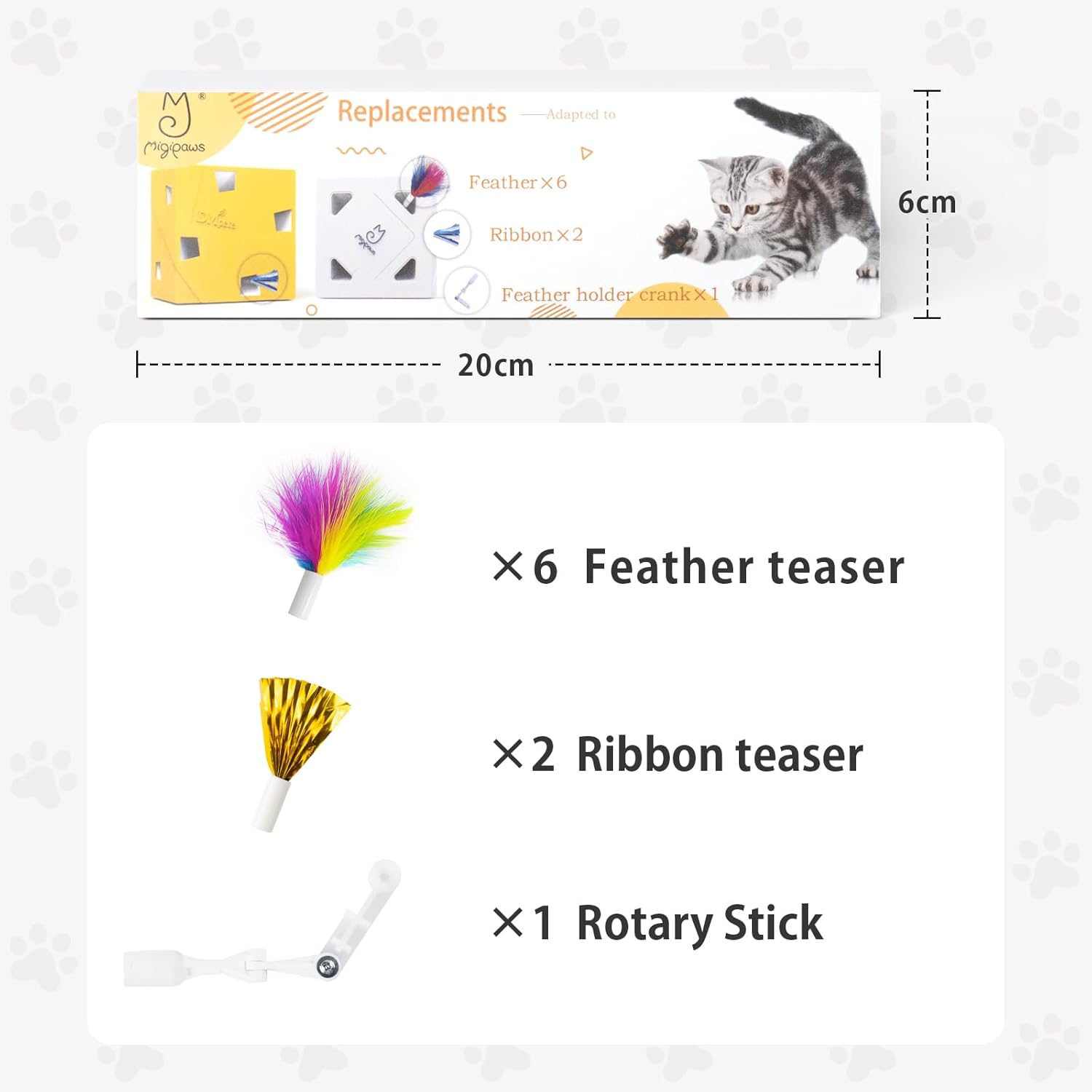Detalle de Migipaws Upgrade Rainbow Feather Replacement for MigiBox Cat Toy (6 Rainbow Feathers + 2 Free Mylar Refills)