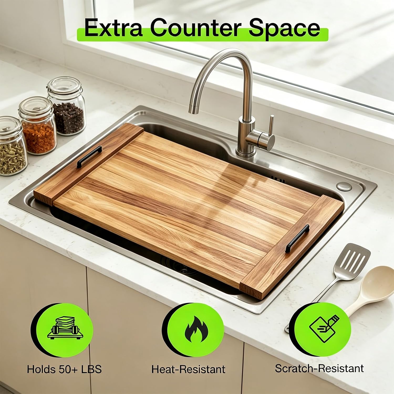 Detalle de FAHKNS 147745 Noodle Board Stove Cover, Pine Wood, 29.5 x 22 Inches