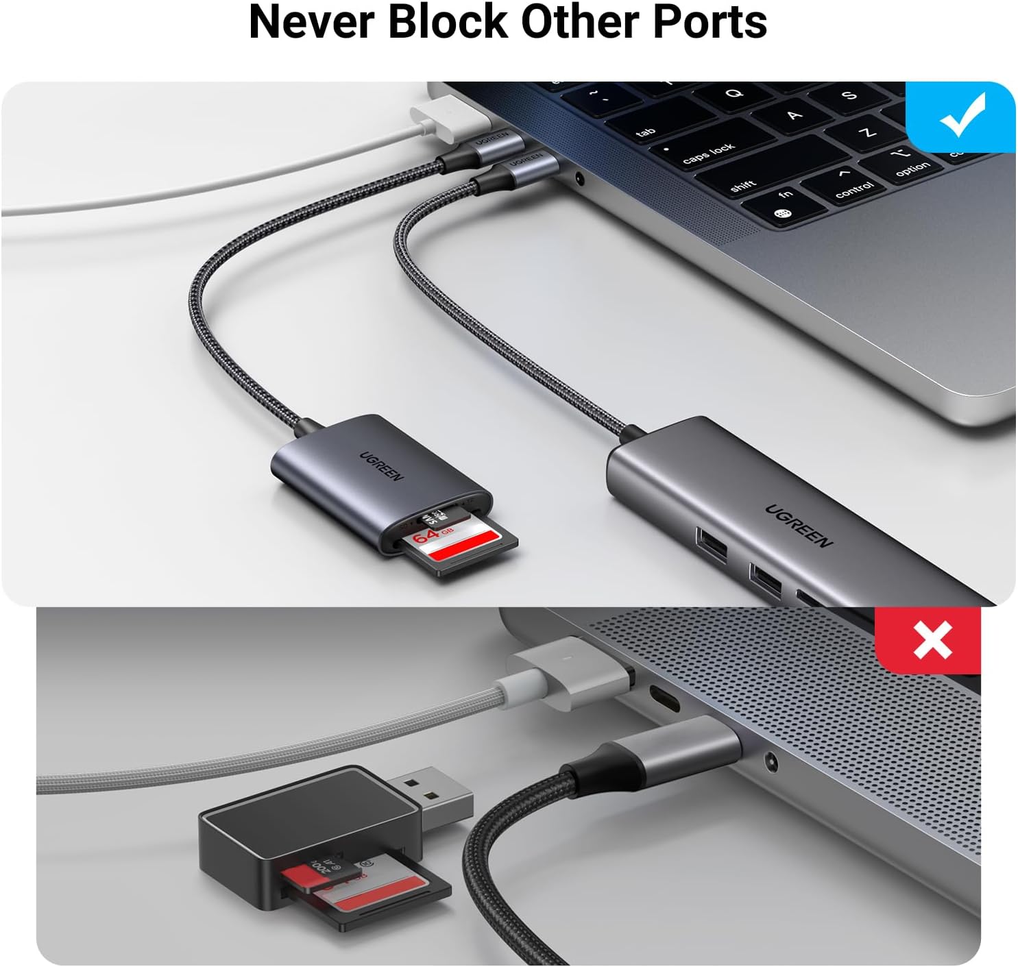 Detalle 2 de UGREEN USB-C SD card reader, aluminum