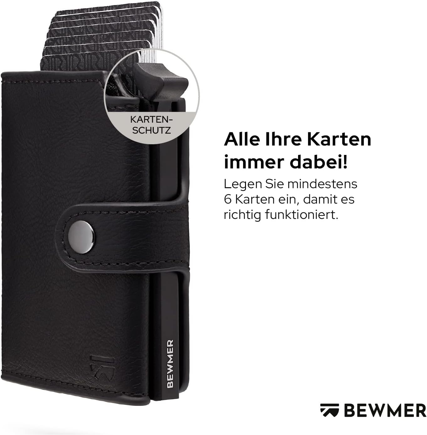 Detalle 2 de BEWMER v2 Shielded Slim Wallet mit Münzfach – RFID-Schutz, Platz für 9 Karten