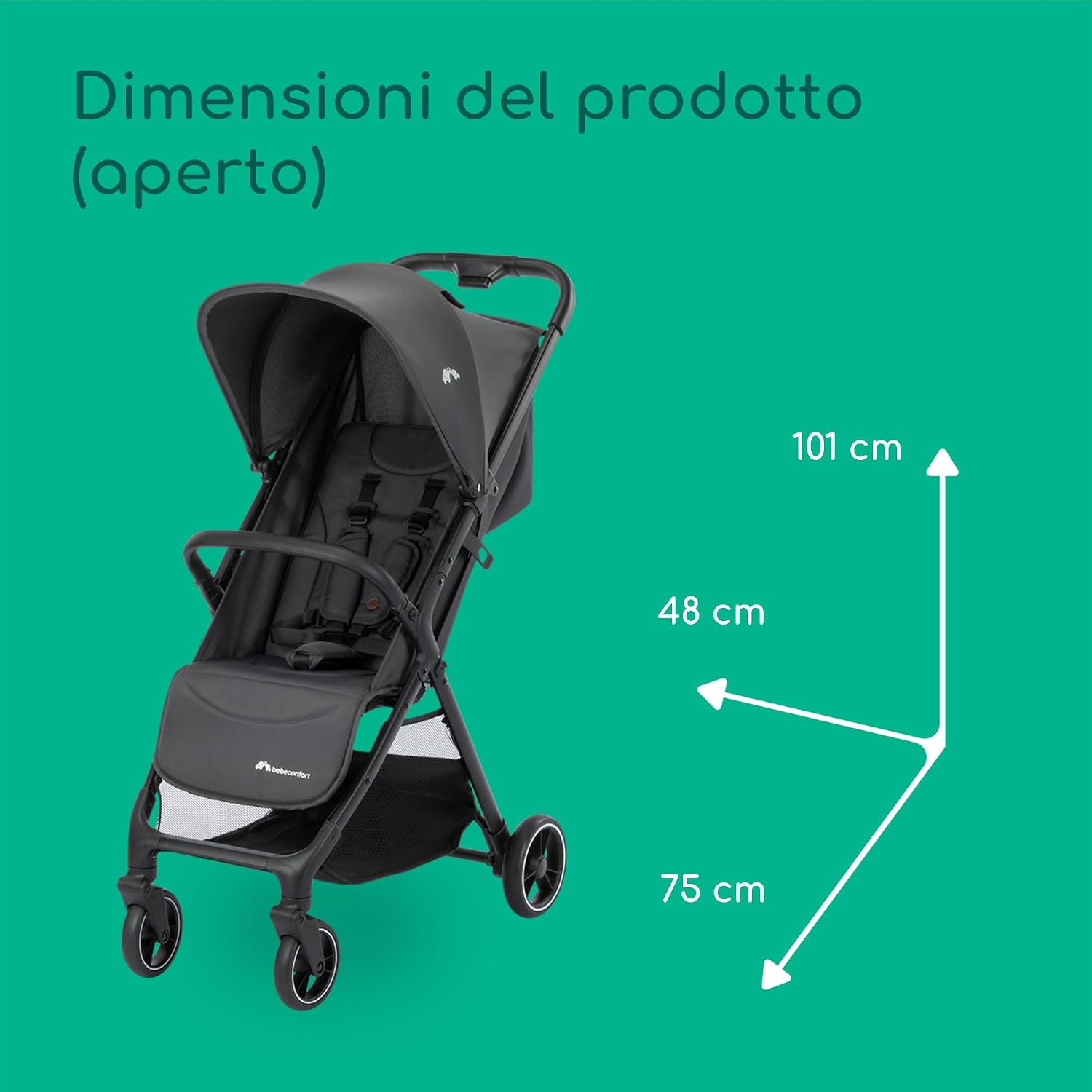 Thumbnail 6 de Bebeconfort Azur Passeggino Compatto, 0-3 anni (fino a 15 kg) con chiusura automatica a una mano e schienale reclinabile