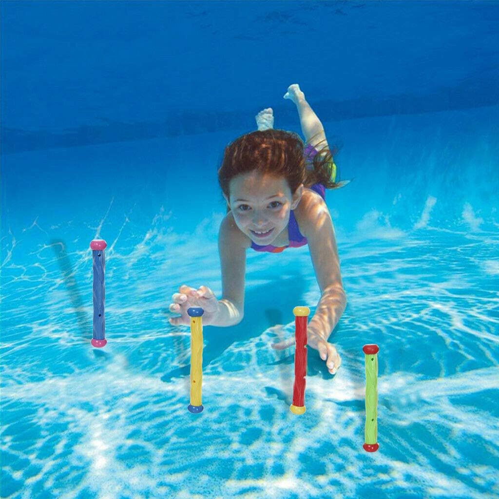 Detalle de Xndryan Diving Pool Toys set for kids: sinkies, torpedo bandits, diving rings and sticks (backpack included)
