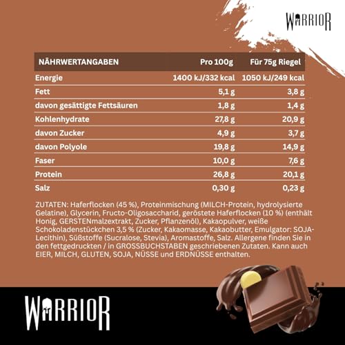 Thumbnail 1 de Warrior Raw Proteinriegel 12 × 75 g – Doppelte Schokolade