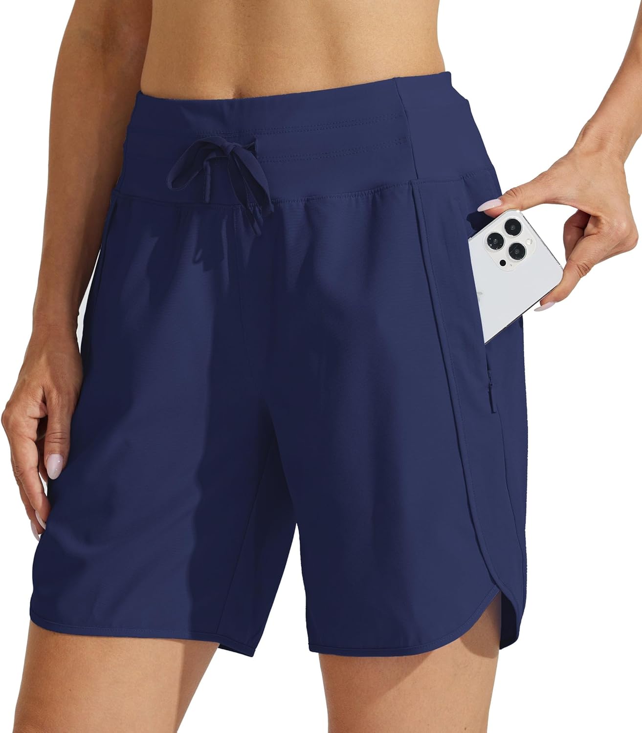 Detalle de Willit Women's 7" Athletic Running Long Shorts with Secure Zipper Pockets