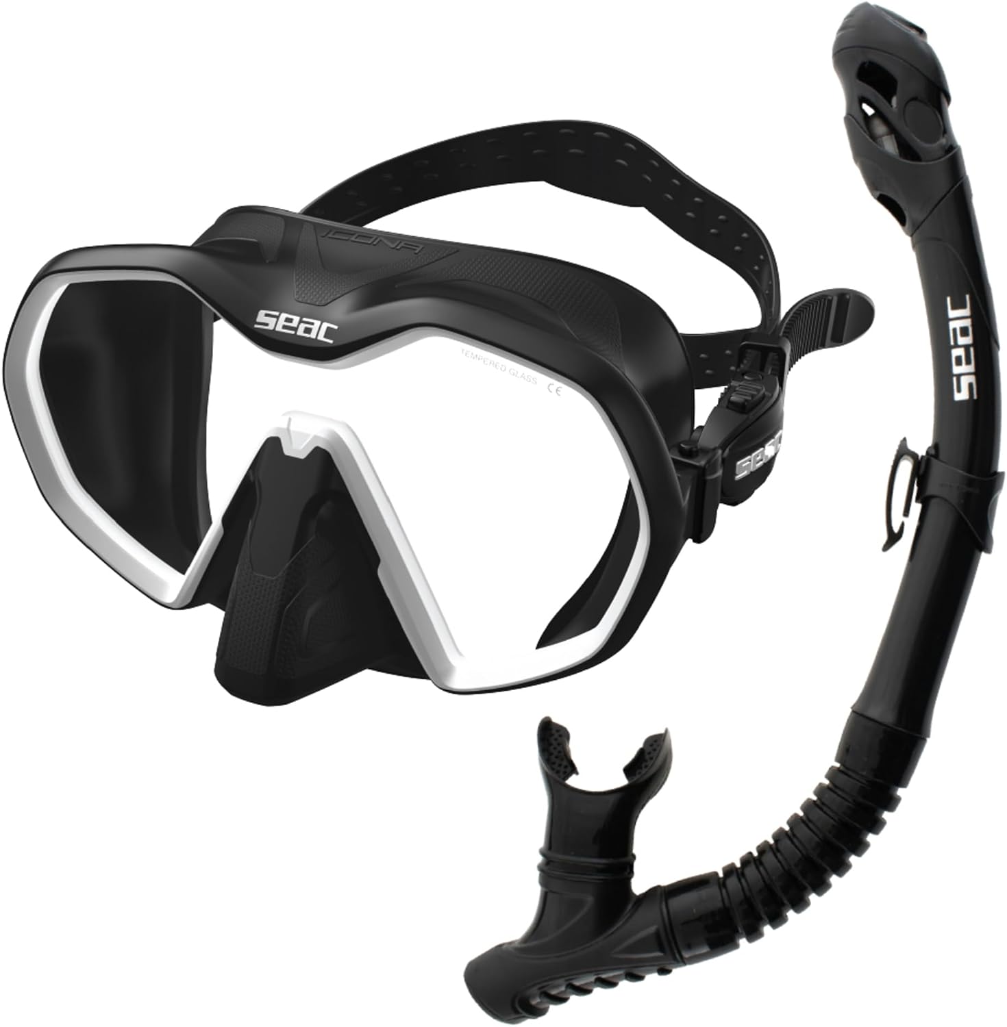 SEAC Set BIS Icona Dry : masque frameless mono-verre + tuba Reverse Dry