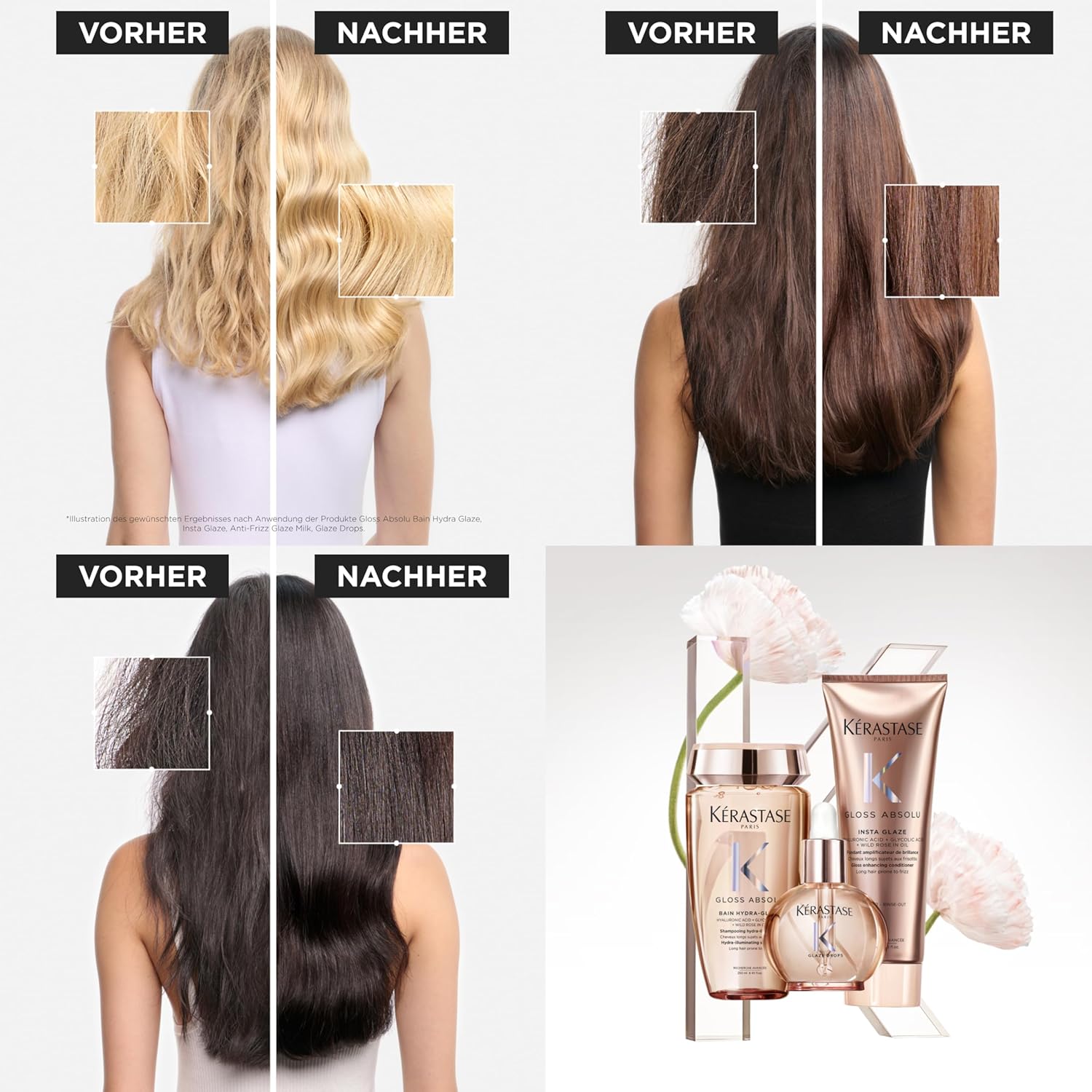 Detalle de Kérastase Gloss Absolu Glaze Drops – Leichtes Haaröl für langes, Frizz-anfälliges Haar