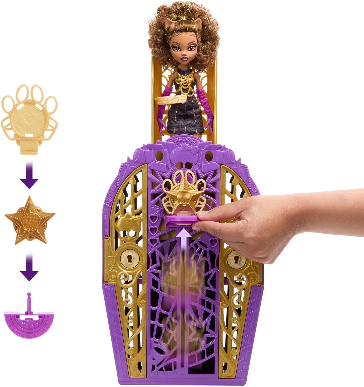 Detalle de Monster High Skulltimate Secrets Hauntlywood Mysteries Clawdeen Wolf doll set (JBG80) with reveal closet and 19+ glam surprises