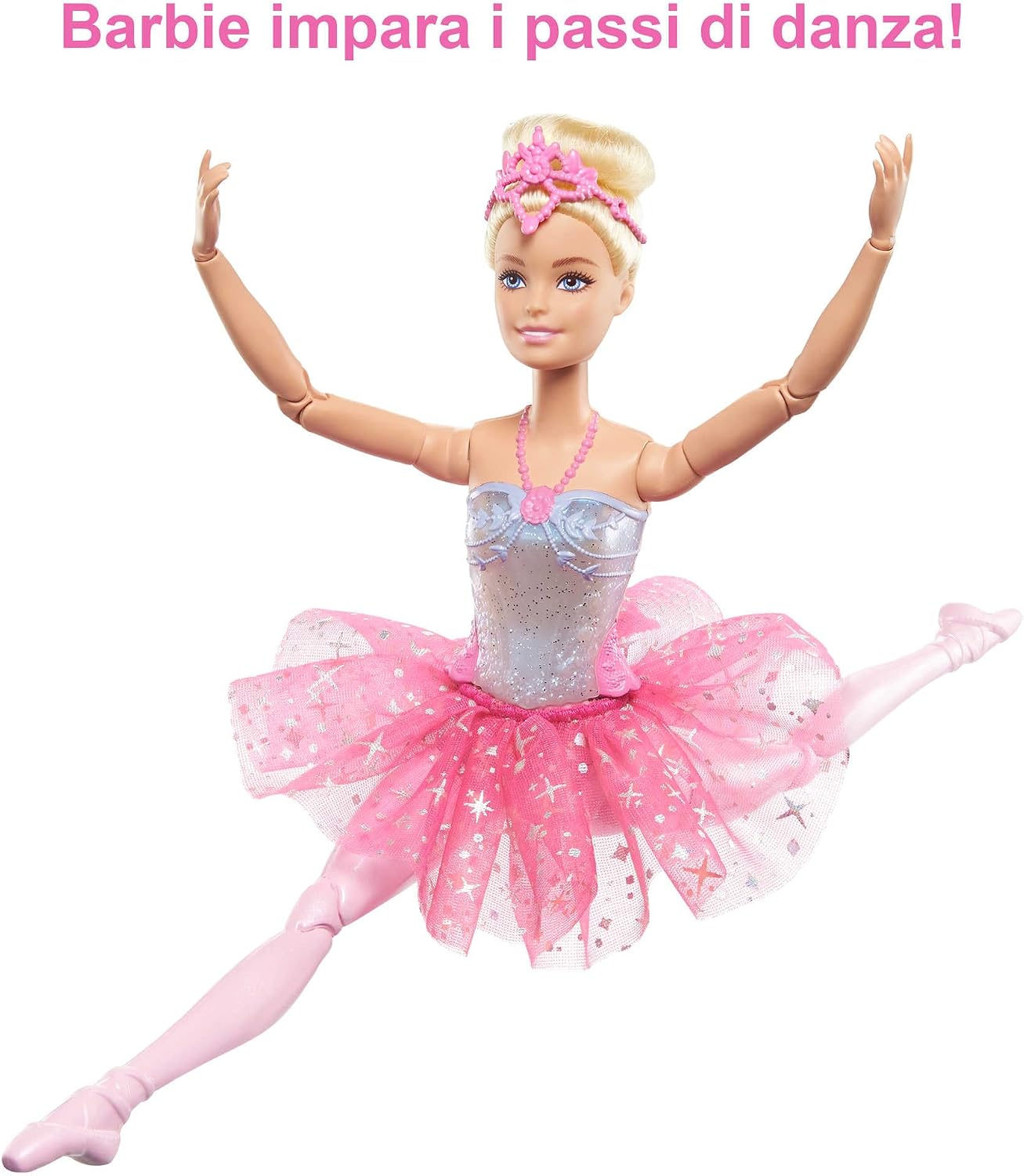 Detalle de Barbie Dreamtopia Luci Scintillanti: Ballerina Magica con Capelli Biondi, Coroncina e Tutù Rosa