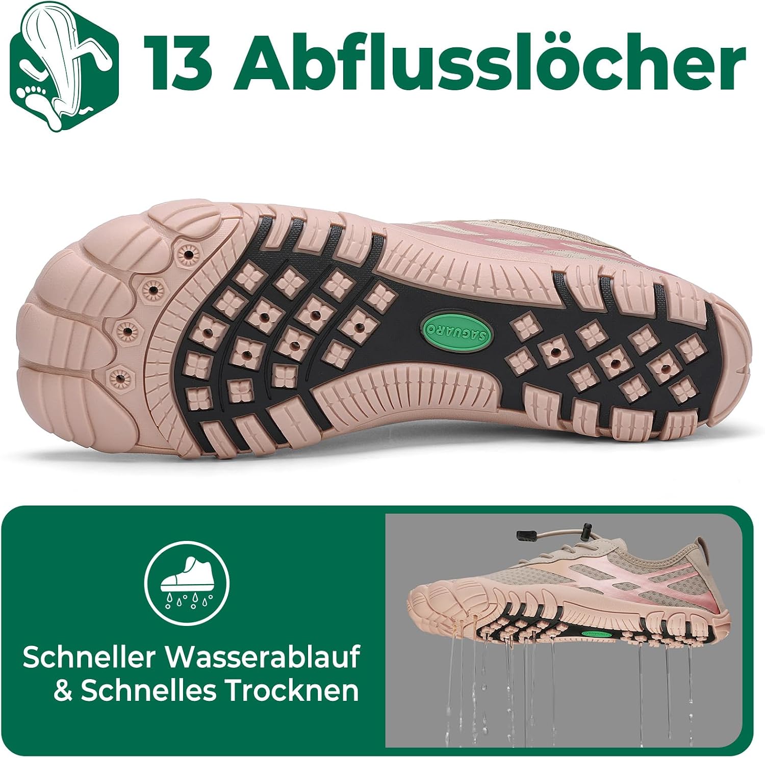 Detalle 2 de SAGUARO Badeschuhe Damen Herren – Schnelltrocknende Aquaschuhe Gr.36-48