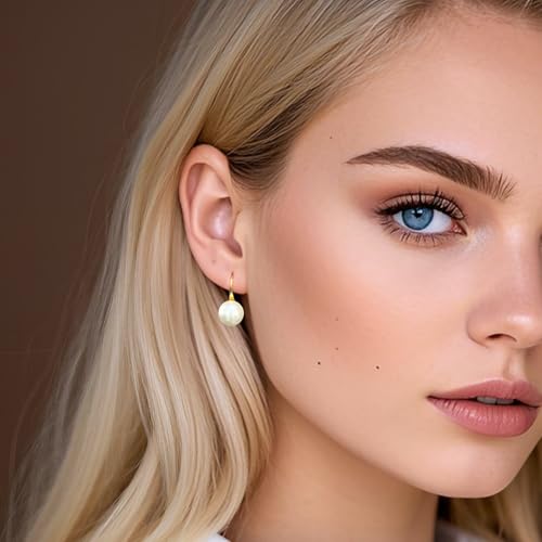 Detalle de Weviway 14K Gold Plated Pearl Drop Earrings for Women
