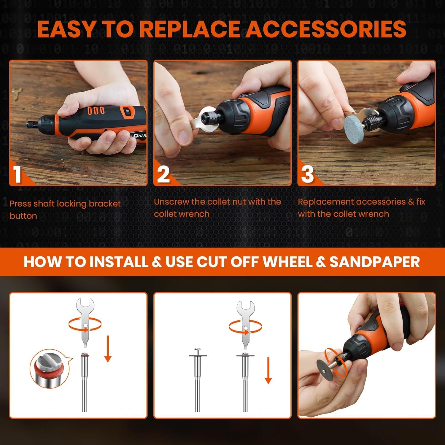 Thumbnail 6 de HARDELL Outil rotatif sans fil 12V 94 accessoires 🛠️