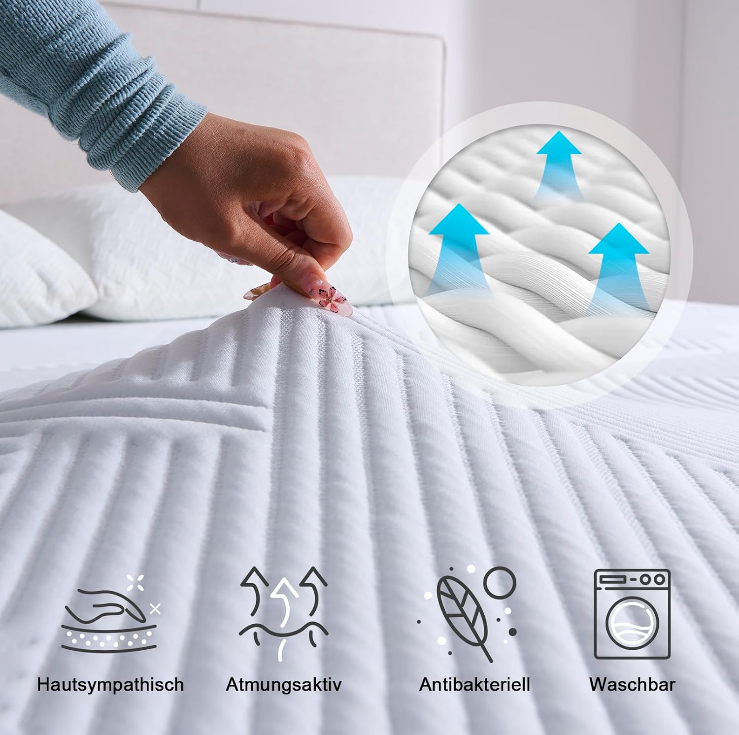 Thumbnail 2 de Twirest Matratzentopper 90x200 cm – 7,5 cm Höhe, Gel Topper mit Memory Foam Effekt