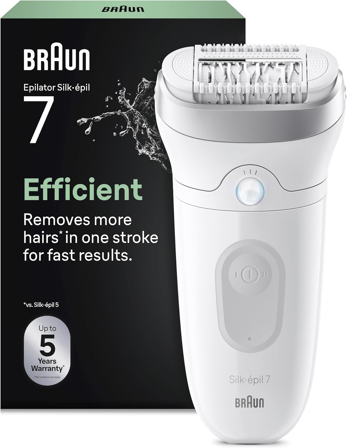 Detalle de Braun Silk·épil 7 (7-011) épilateur électrique femme étanche argent, tête large et embout de massage