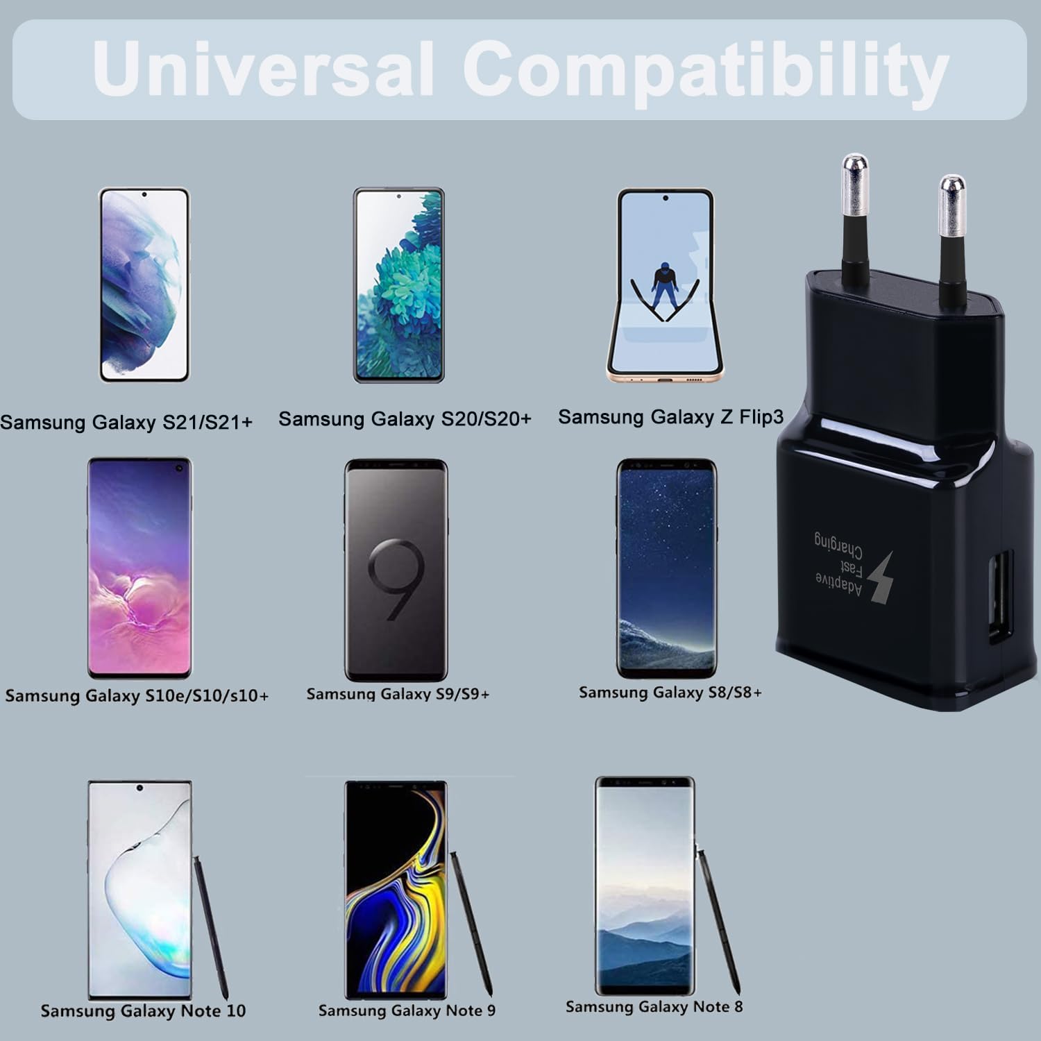Detalle de (2 Pack) Caricatore USB per Samsung con cavi USB-C da 2 m: compatibile con Galaxy S e A