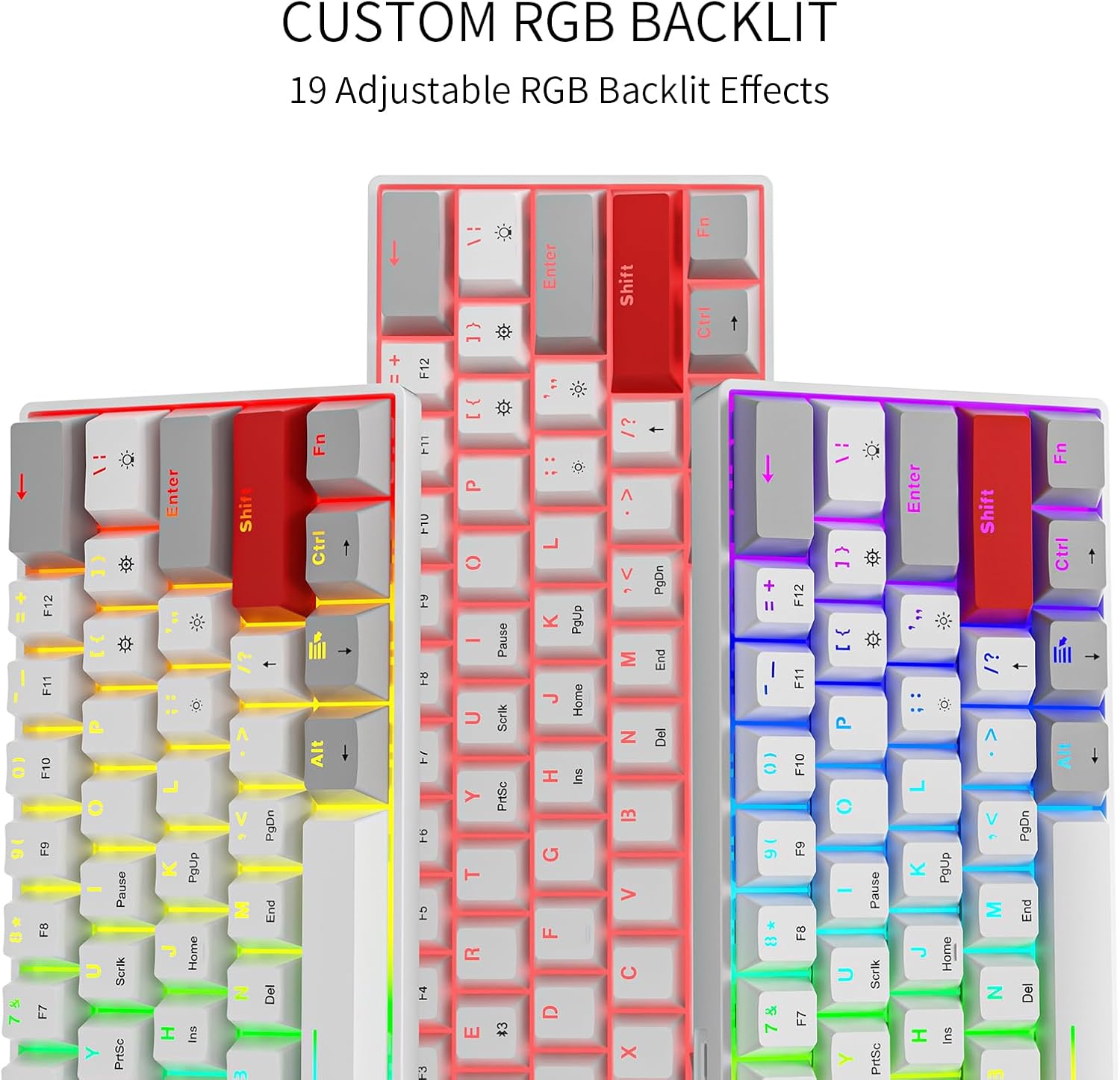 Thumbnail 2 de Newmen GM610 Gaming Mechanische Tastatur (60 %) mit Hot-Swap, RGB und Bluetooth 3.0/5.0 – Rot