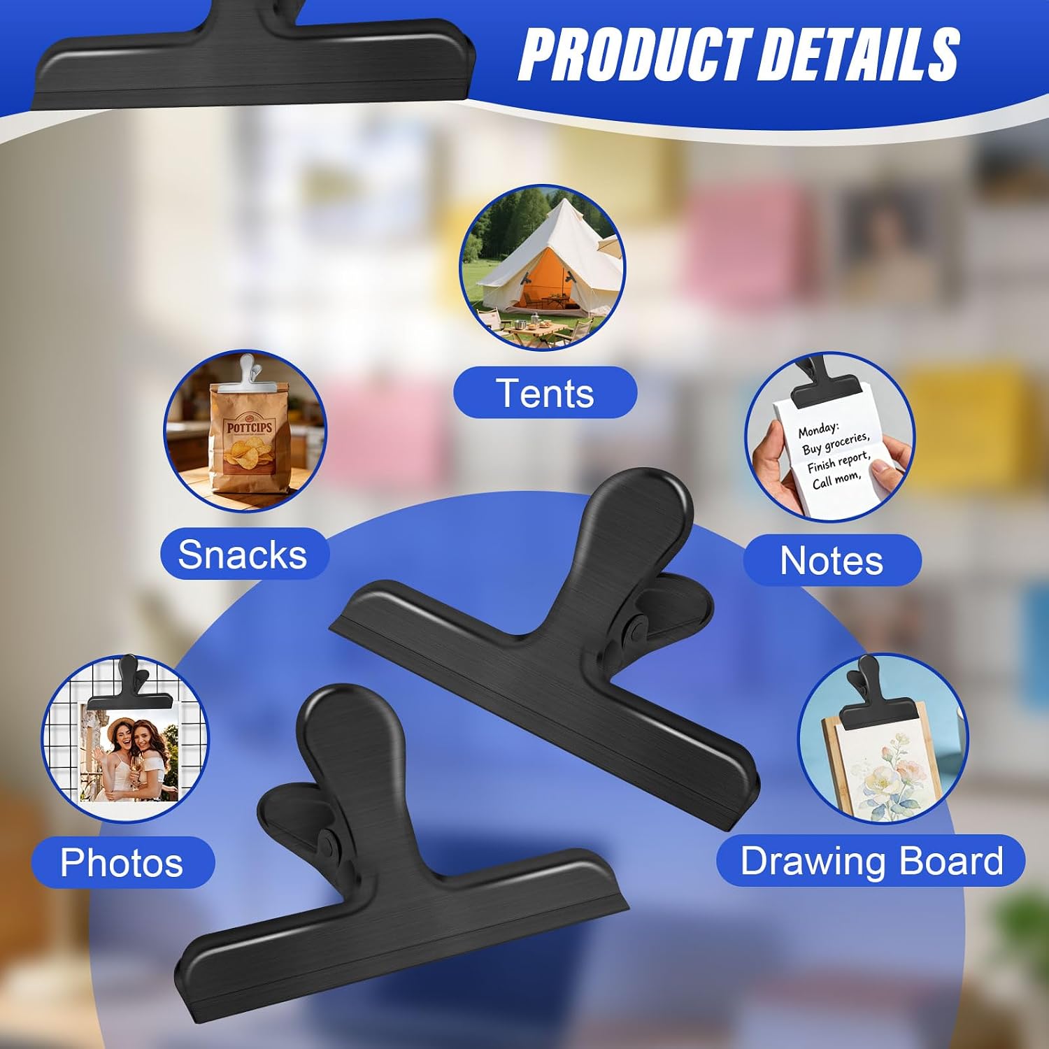 Detalle de Stainless steel bag clips, 24-pack