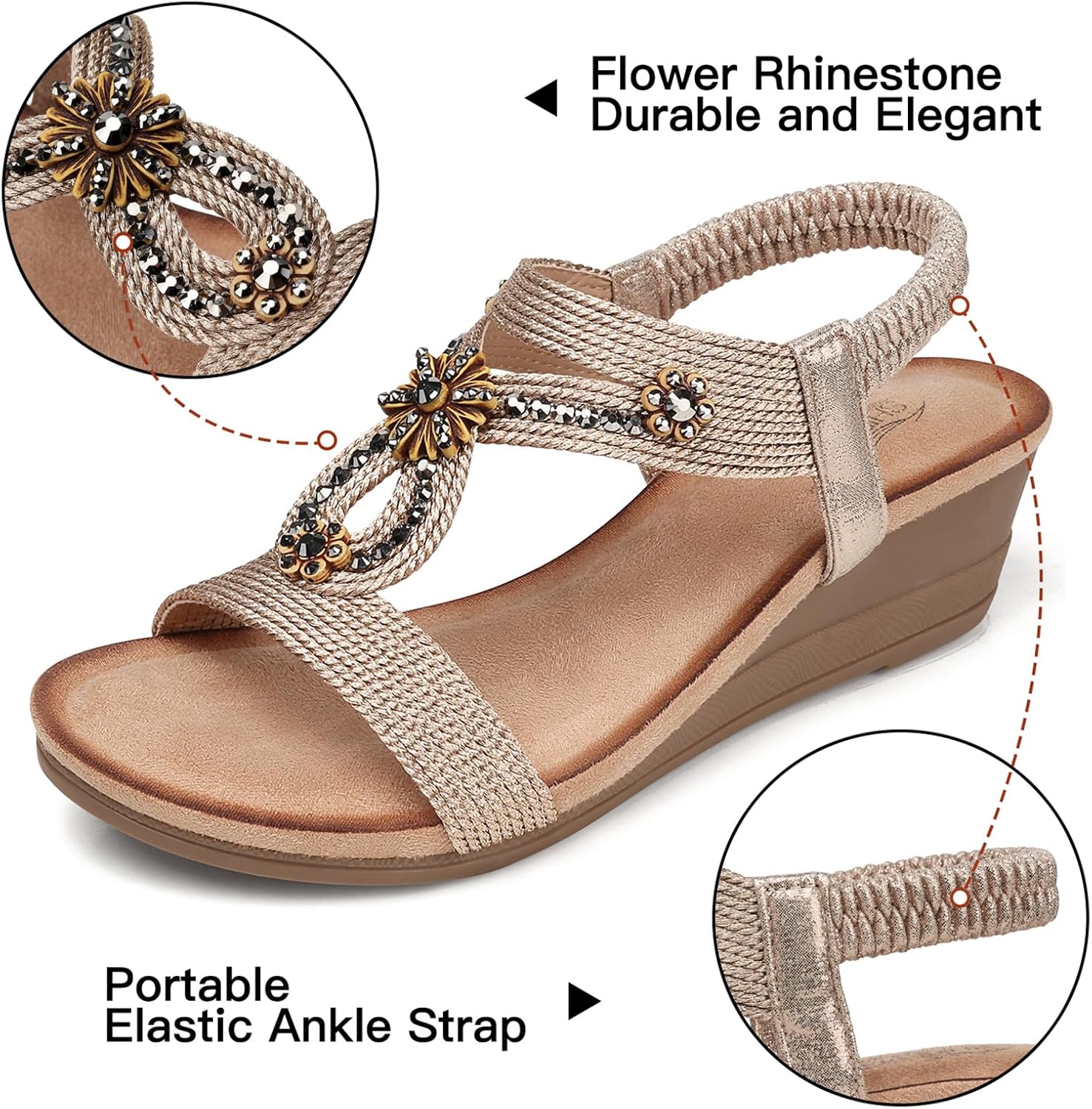 Detalle 2 de SHIBEVER Flower Wedge Sandals