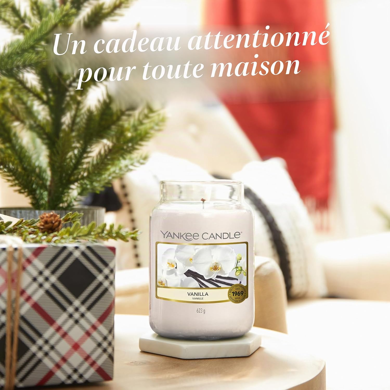 Detalle de Bougie parfumée Yankee Candle Vanille en jarre – jusqu’à 150 heures de combustion