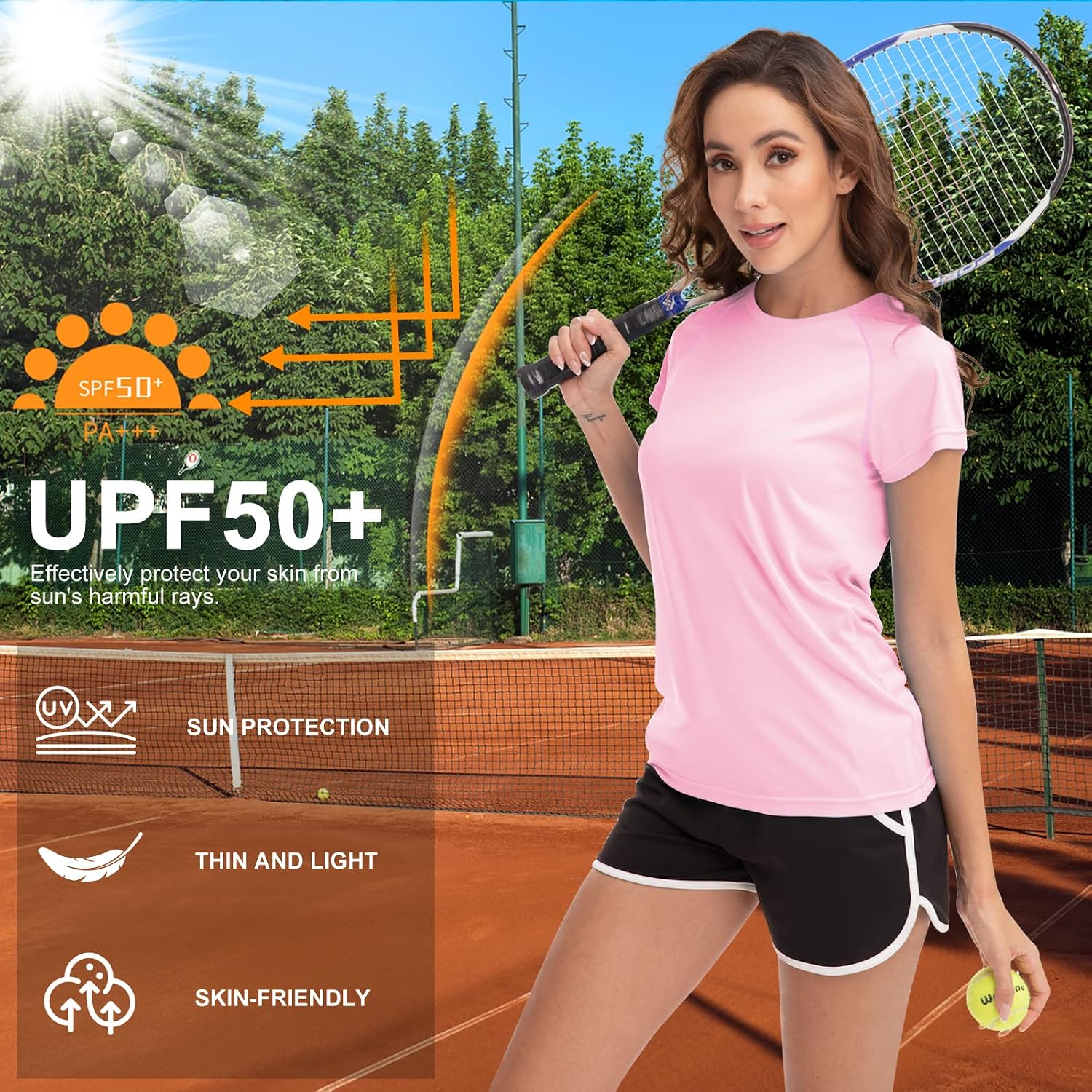 Detalle de MEETWEE Rash Guard Femme Haut Anti-UV UPF 50+ – T‑Shirt de plage respirant, manches longues ou courtes