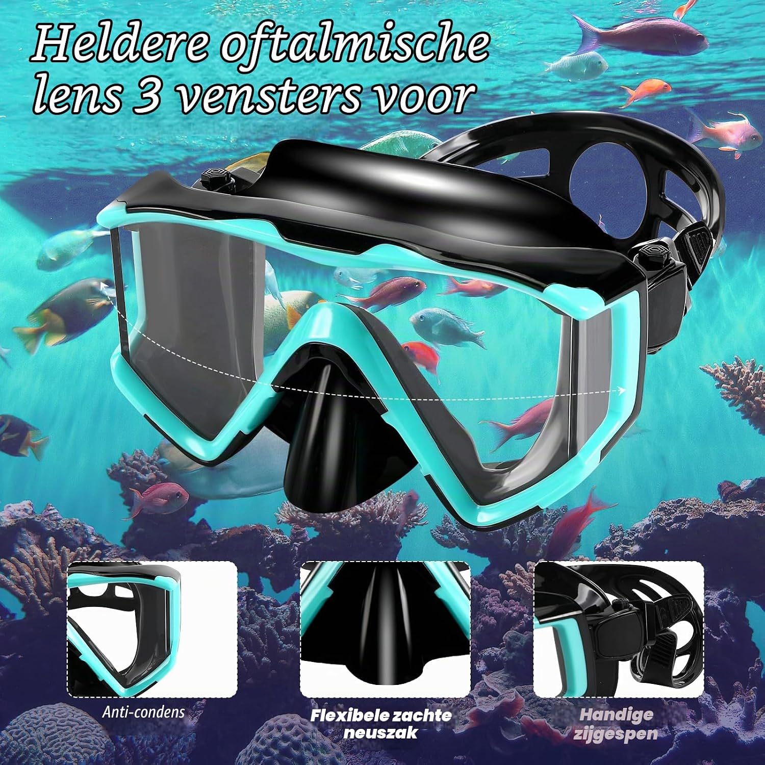 Thumbnail 3 de Collazoey qsjqhl snorkelset voor volwassenen met panoramisch masker