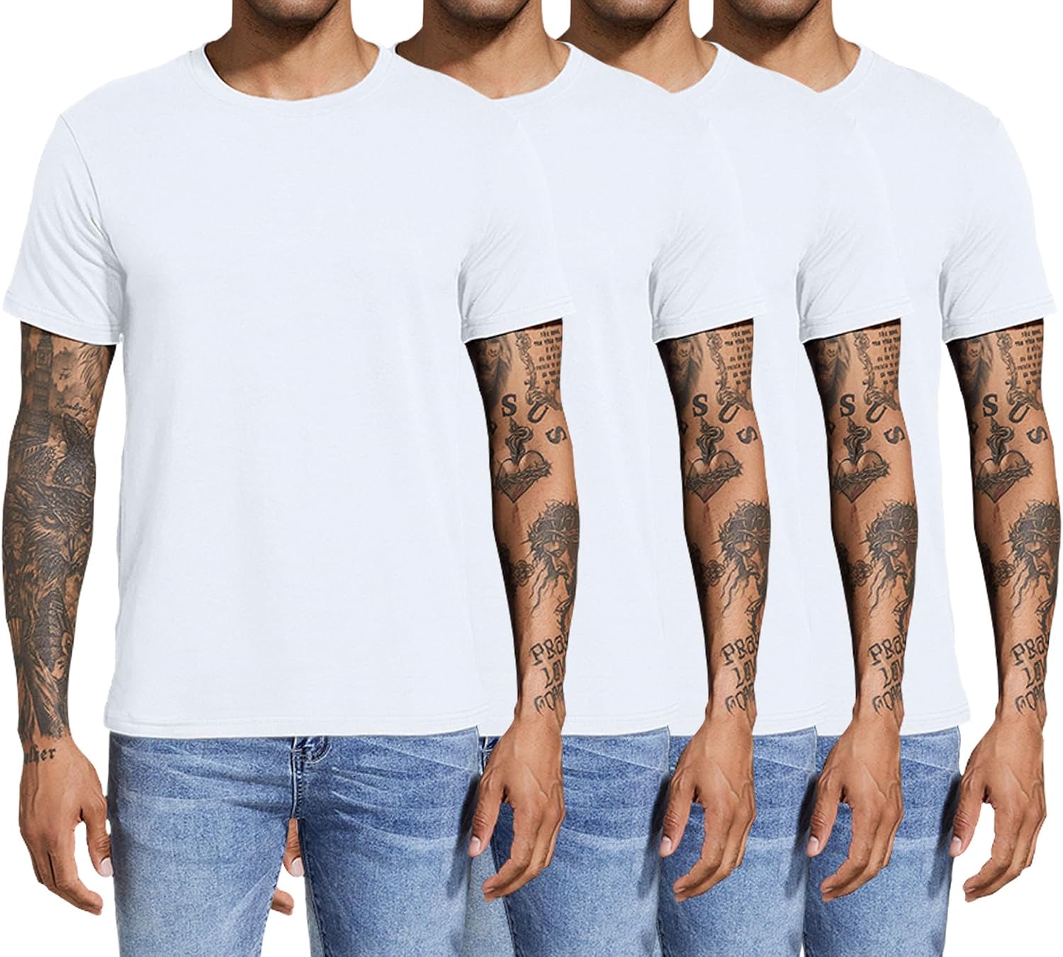 Detalle de Herren T-Shirts mit 4er Set Baumwolle