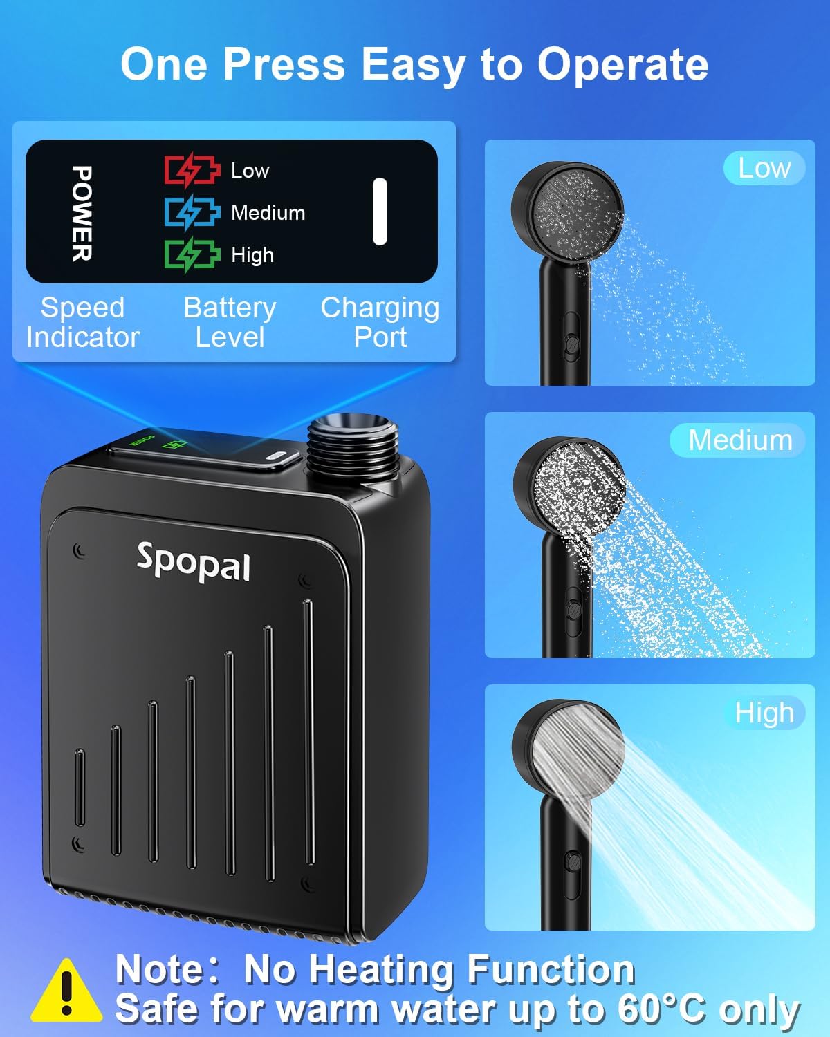 Thumbnail 2 de Spopal SPBDEBCS4-US campingdouche, IPX8, 3 standen en USB-C-opladen