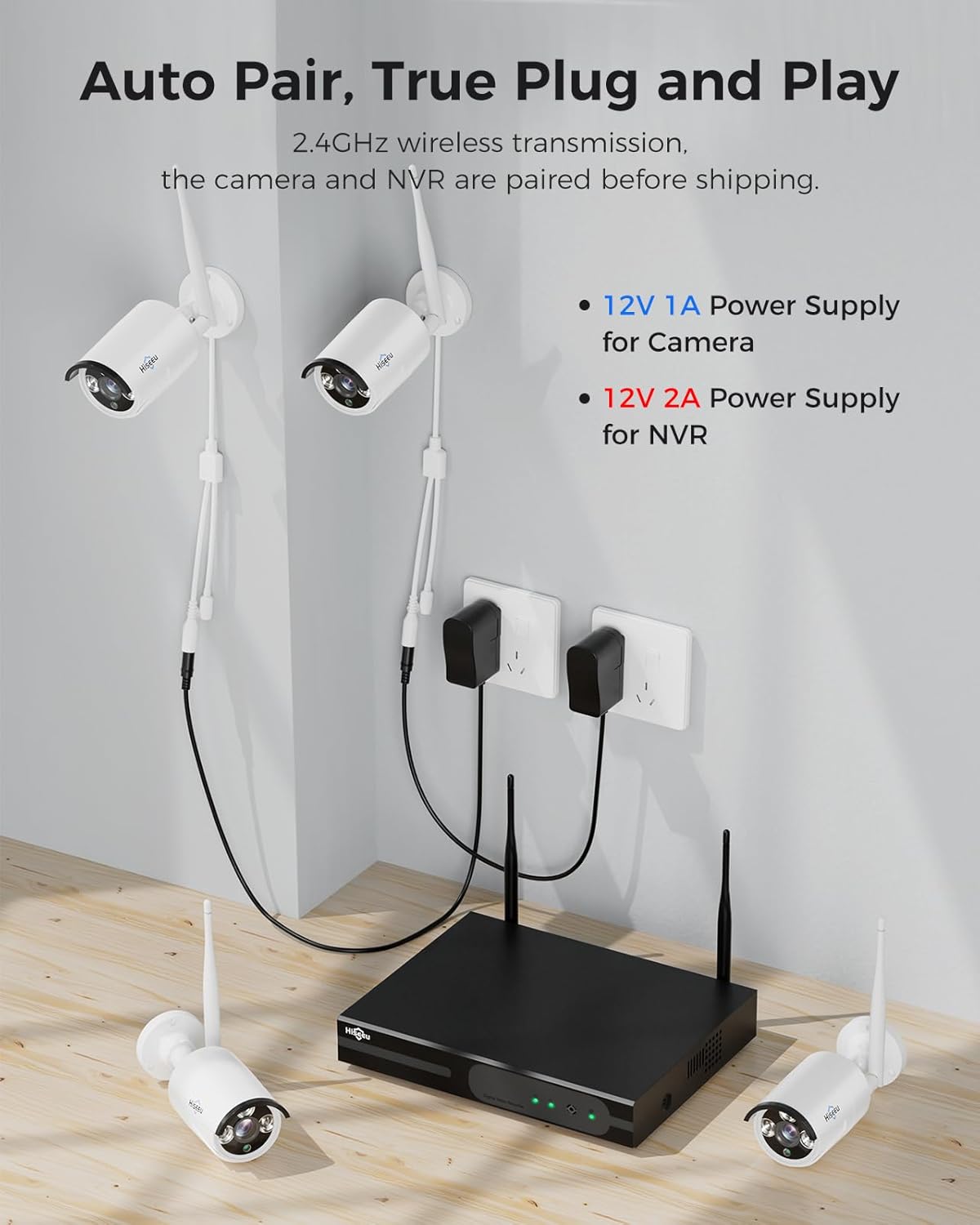 Thumbnail 4 de [100ft] Hiseeu Wireless WiFi Security Camera System: 16-Channel 4K NVR with 4 Outdoor Cameras