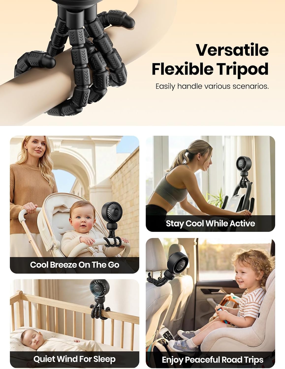 Thumbnail 6 de Warmco Portable Pram Fan: 4000mAh Rechargeable Clip-On Fan for Strollers and Travel