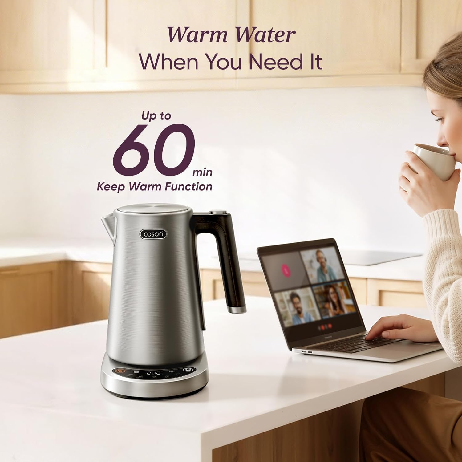 Detalle 2 de Cosori Electric Kettle: 1.7L, Plastic-Free Interior with 5 Presets