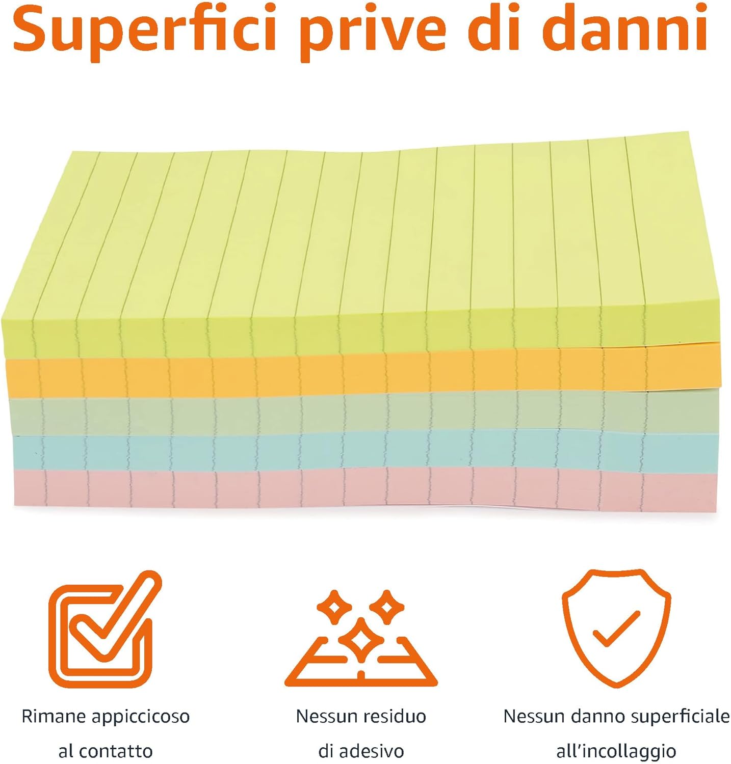Thumbnail 1 de Amazon Basics Foglietti adesivi a righe 10,16 x 15 cm – confezione da 5 blocchi assortiti