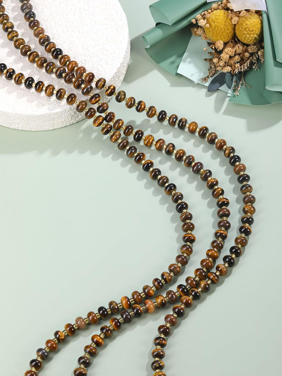 Detalle 2 de JSDDE Healing Crystal Tiger Eye Necklace 20.5in