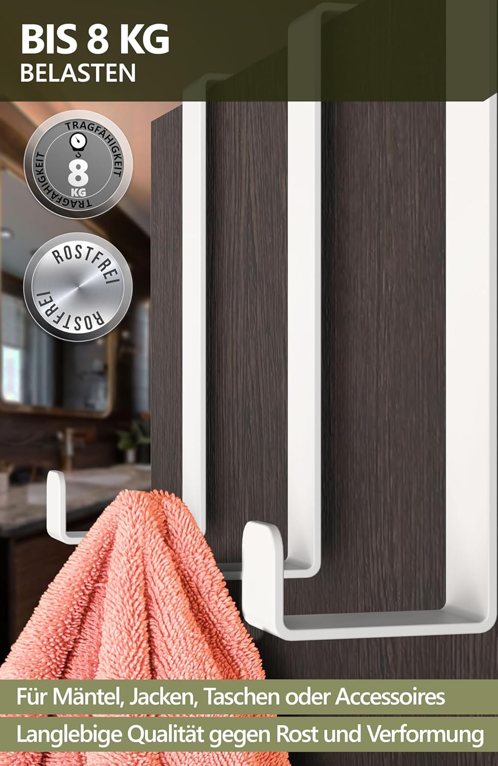 Thumbnail 4 de 4smile Türhaken 4er Set Weiß 🪝