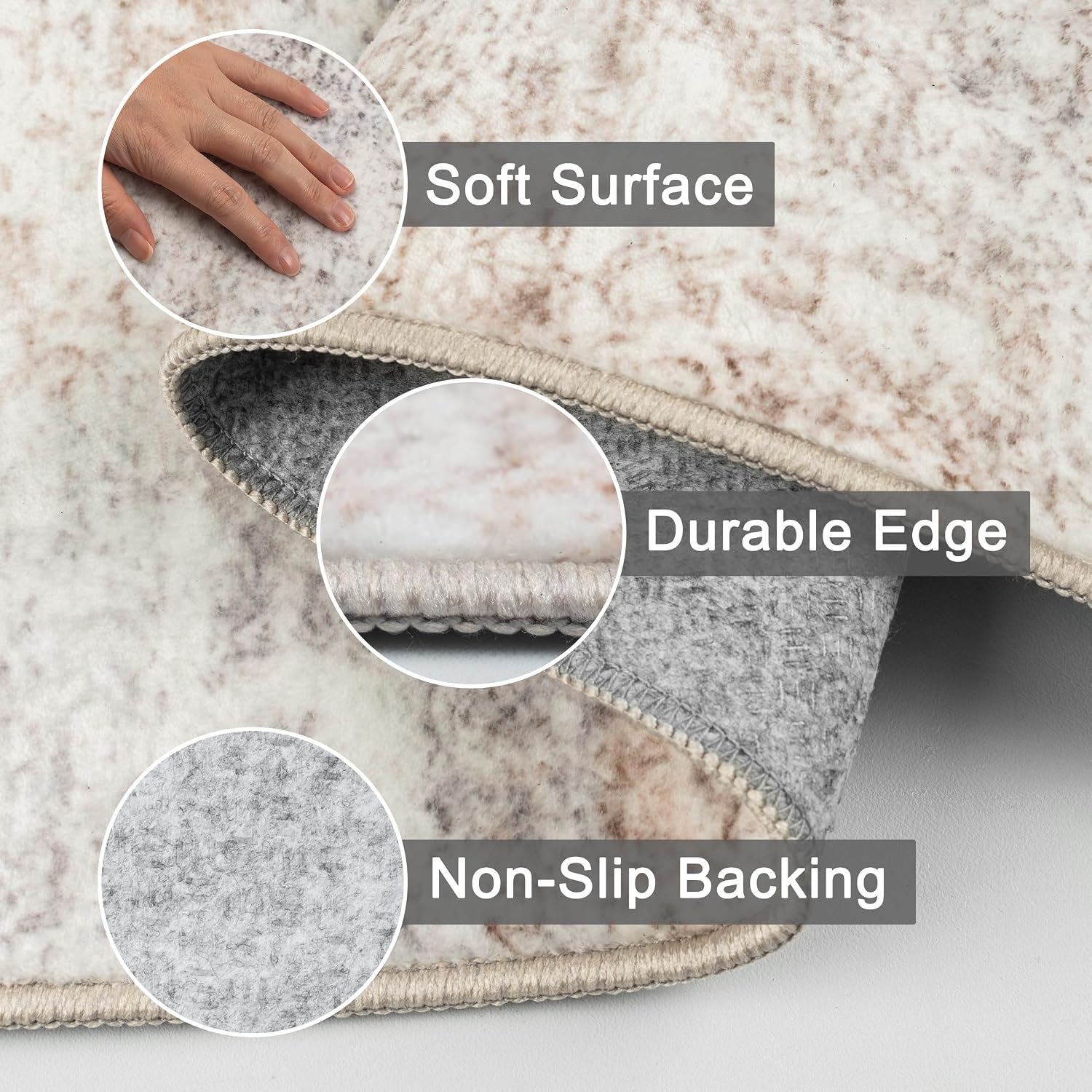 Detalle de Capslpad Modern Abstract Area Rugs, 5' x 7' Beige Washable Low-Pile Rug